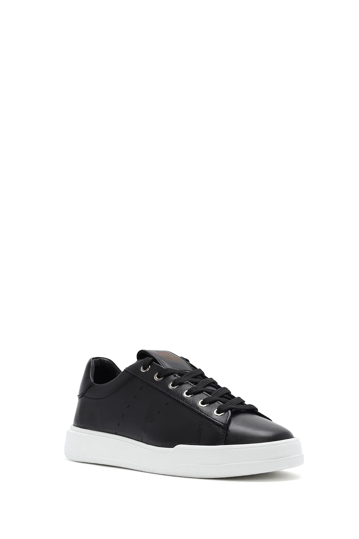 Erkek Siyah Bağcıklı Deri Sneaker - Image 6
