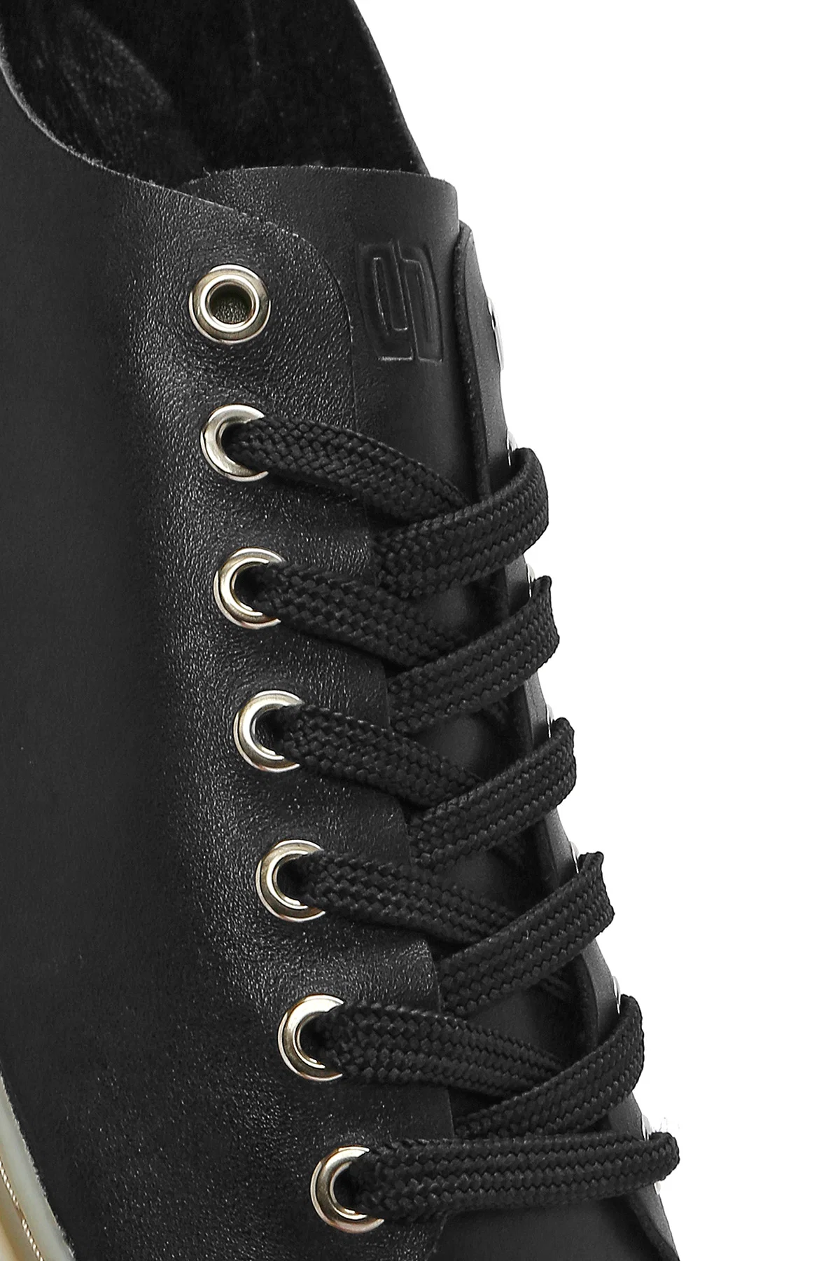 Erkek Siyah Bağcıklı Deri Sneaker - Image 10