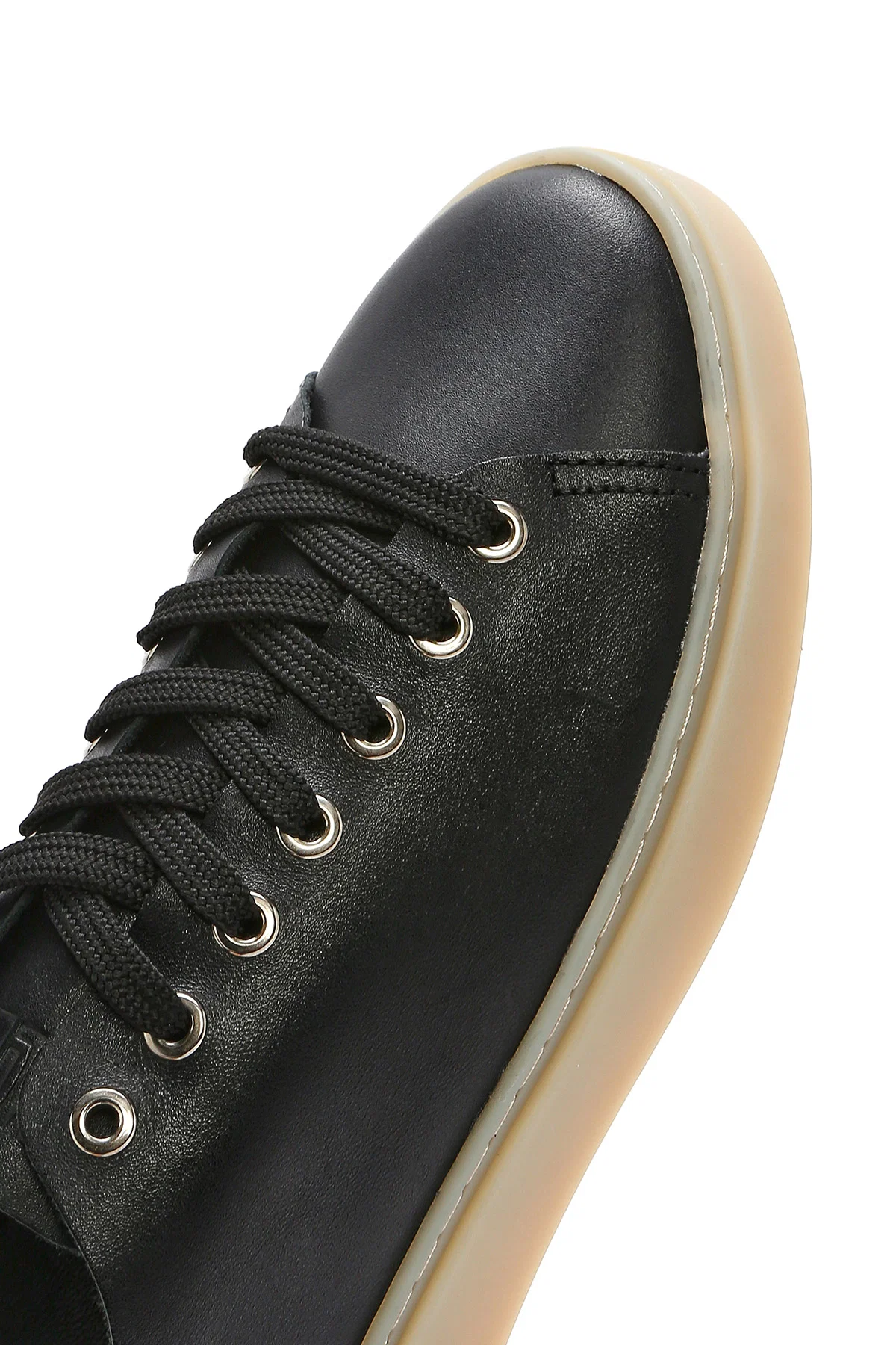 Erkek Siyah Bağcıklı Deri Sneaker - Image 8