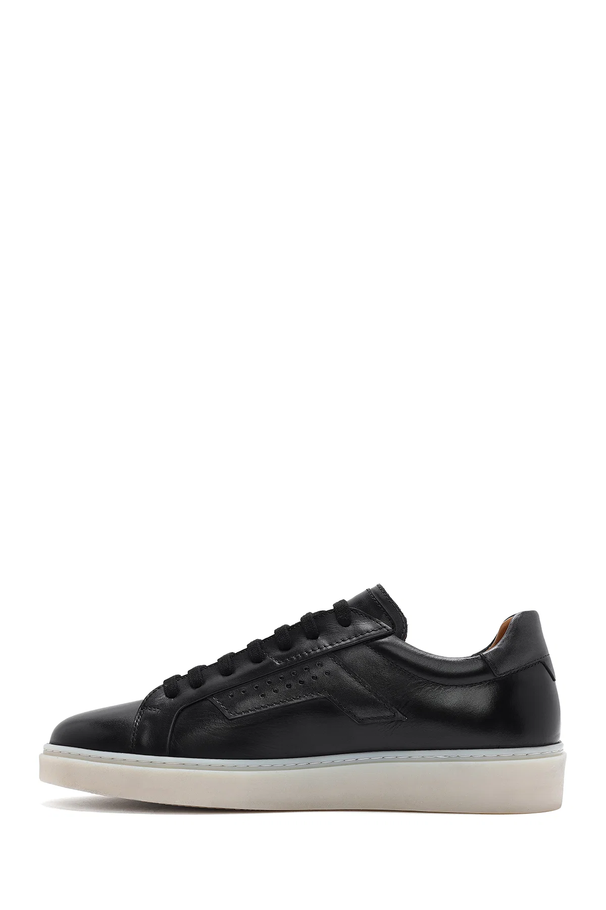 Erkek Siyah Bağcıklı Deri Sneaker - Image 2