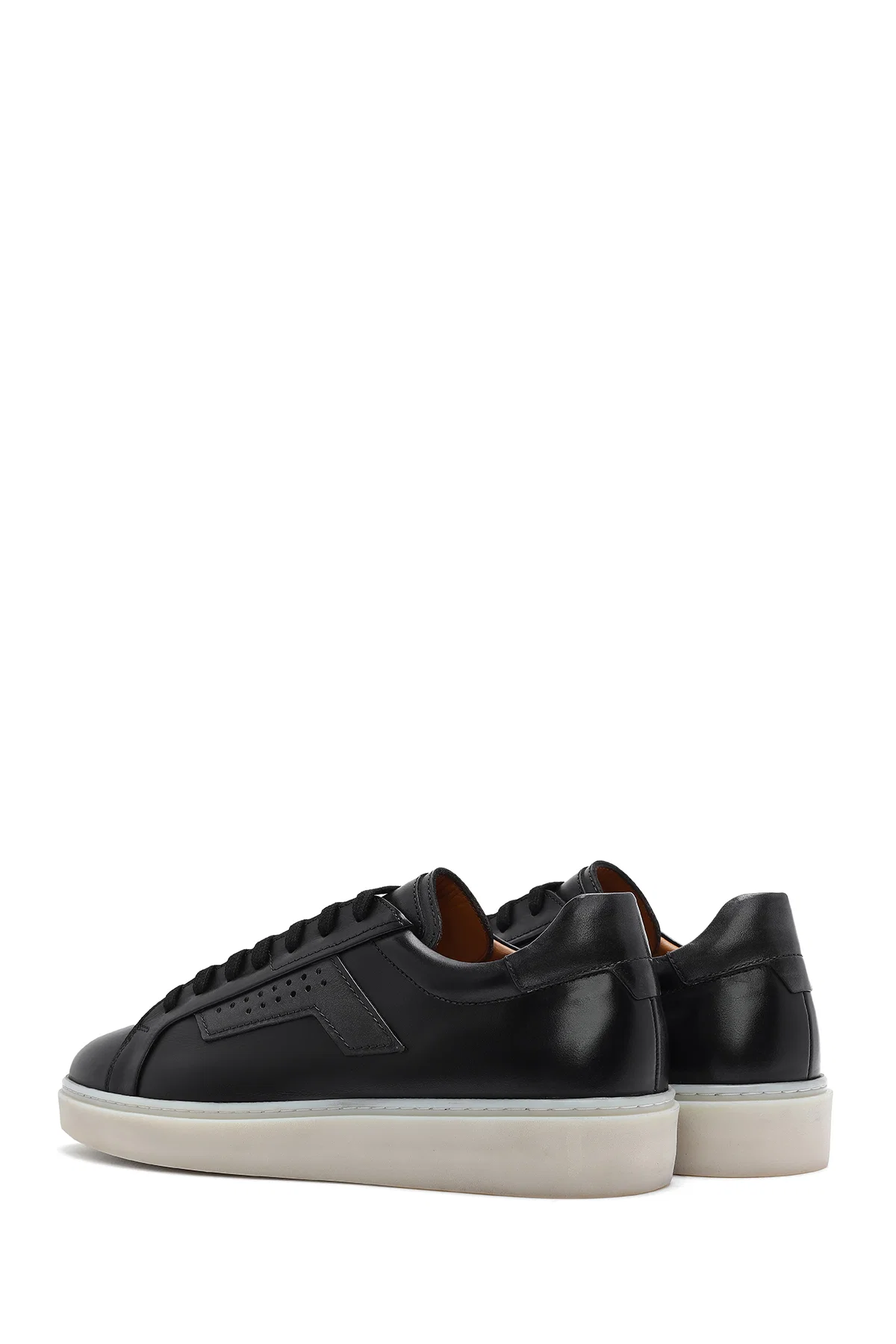 Erkek Siyah Bağcıklı Deri Sneaker - Image 5