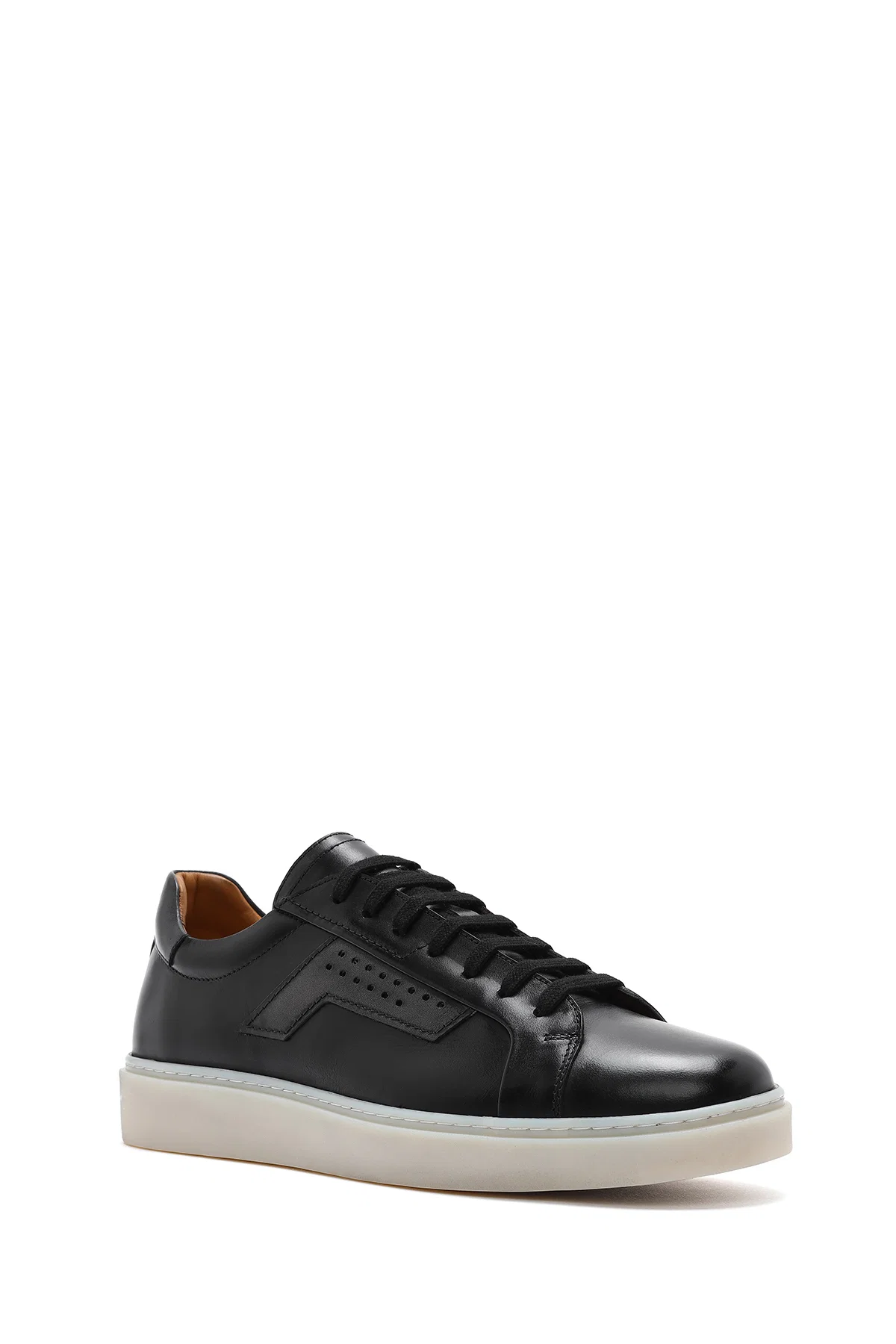 Erkek Siyah Bağcıklı Deri Sneaker - Image 6