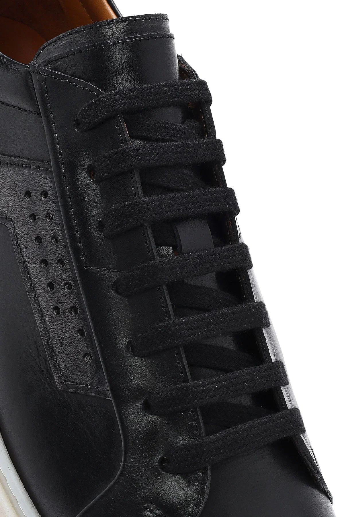 Erkek Siyah Bağcıklı Deri Sneaker - Image 8