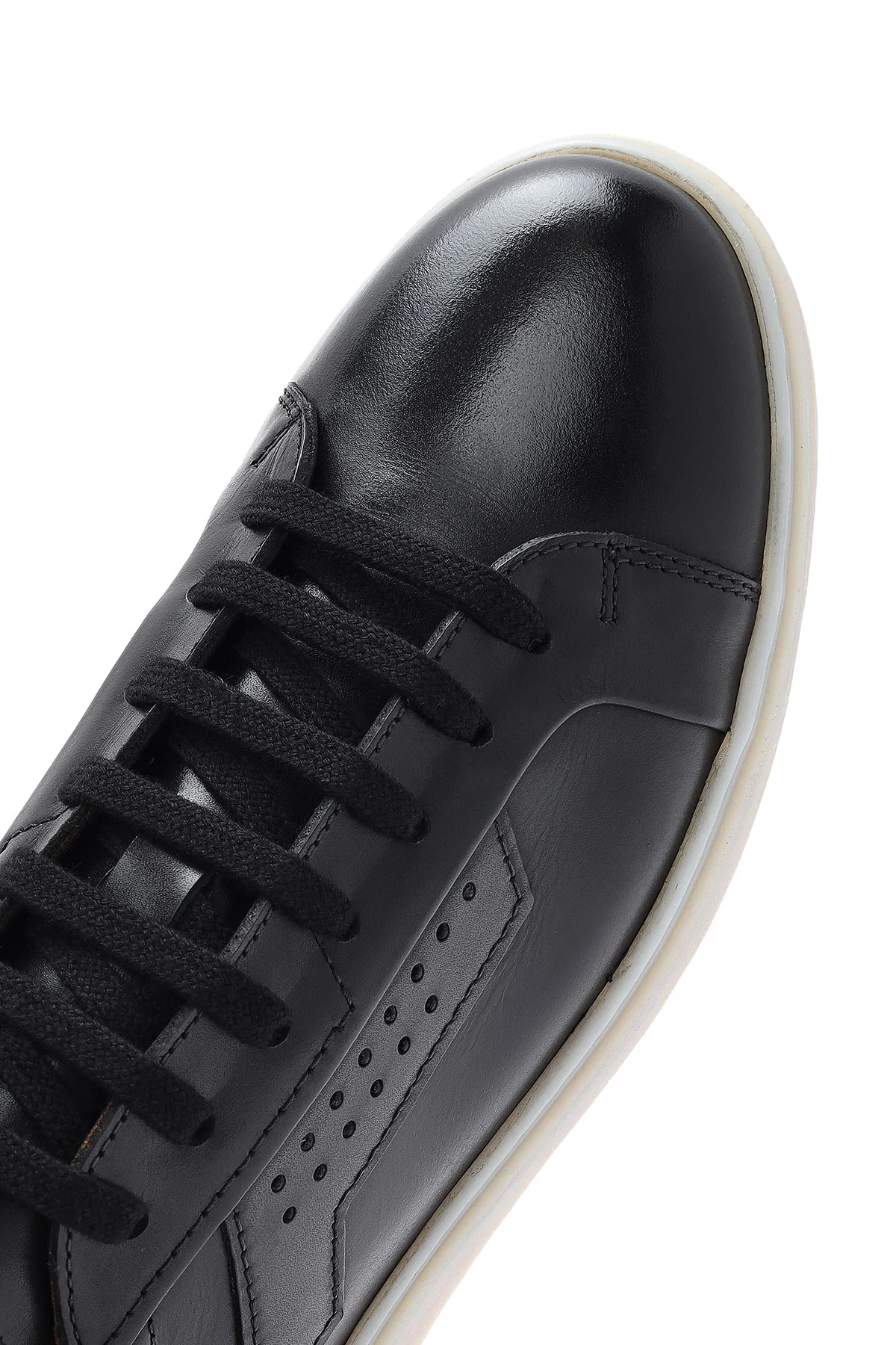 Erkek Siyah Bağcıklı Deri Sneaker - Image 9