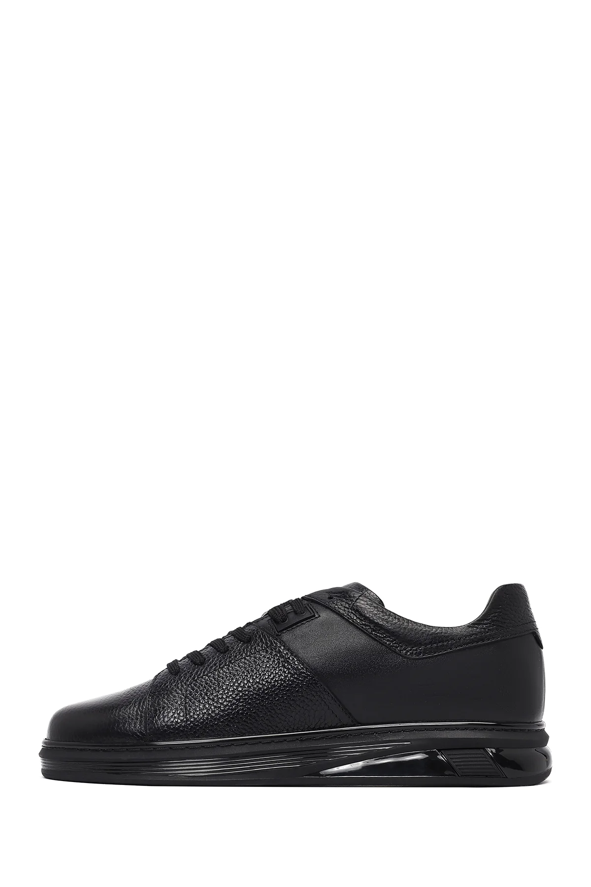 Erkek Siyah Bağcıklı Deri Sneaker - Image 2