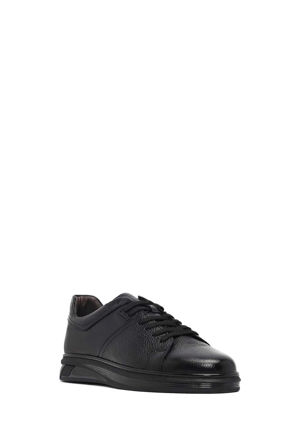 Erkek Siyah Bağcıklı Deri Sneaker - Image 6