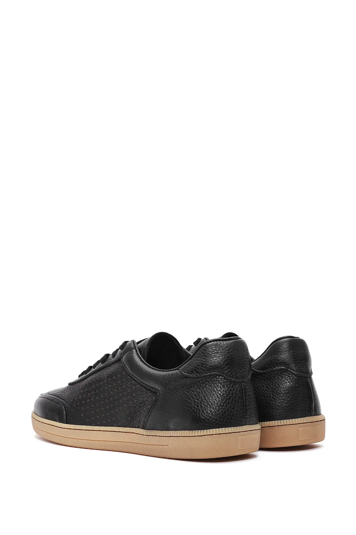 Erkek Siyah Bağcıklı Deri Sneaker - Image 5