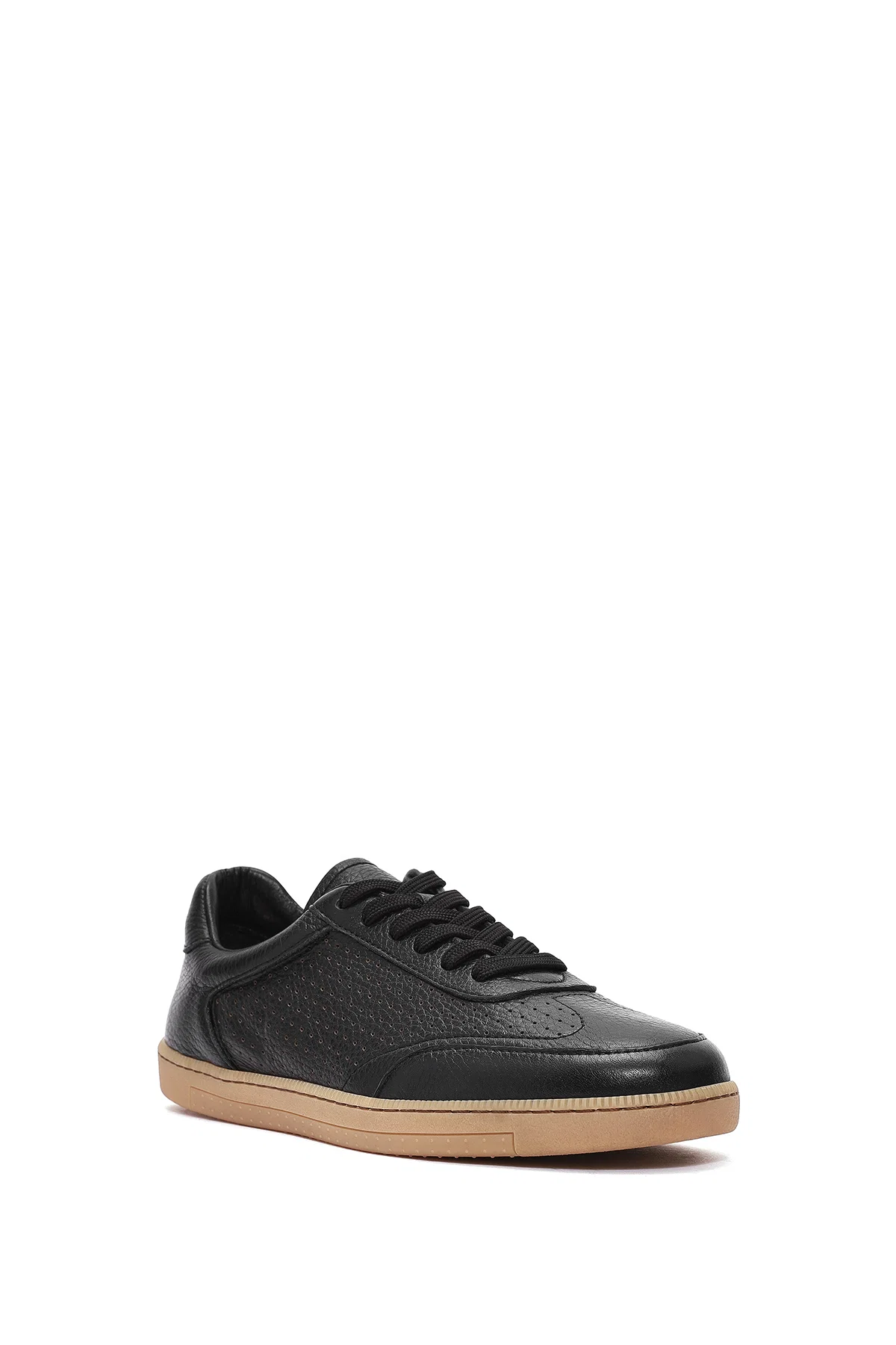 Erkek Siyah Bağcıklı Deri Sneaker - Image 6