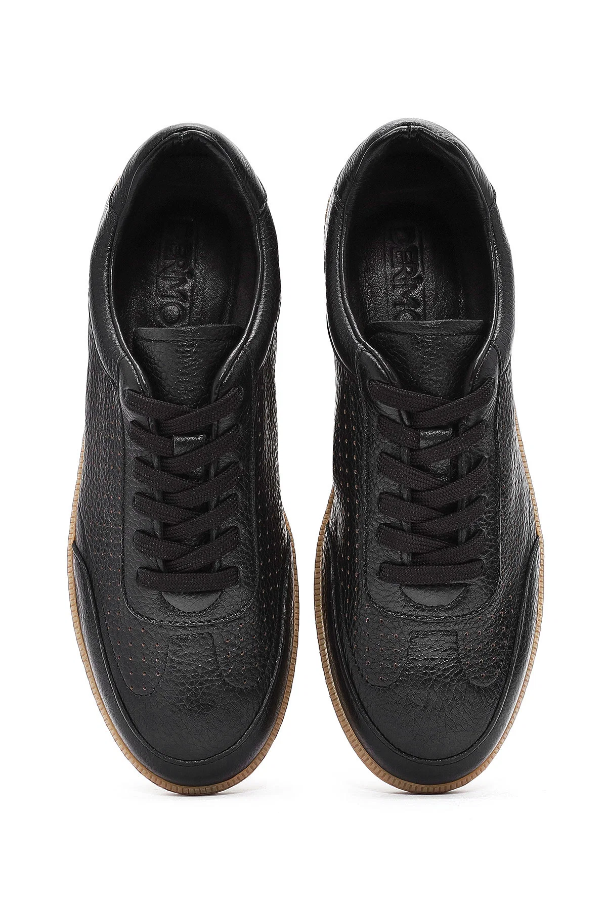 Erkek Siyah Bağcıklı Deri Sneaker - Image 7