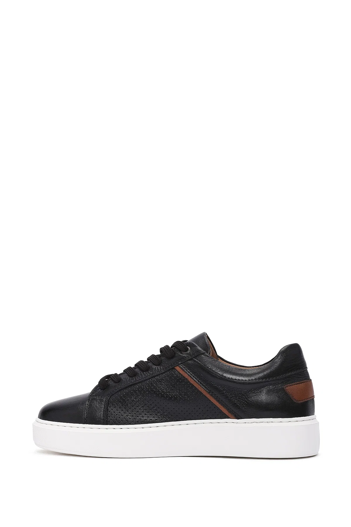 Erkek Siyah Bağcıklı Deri Sneaker - Image 2