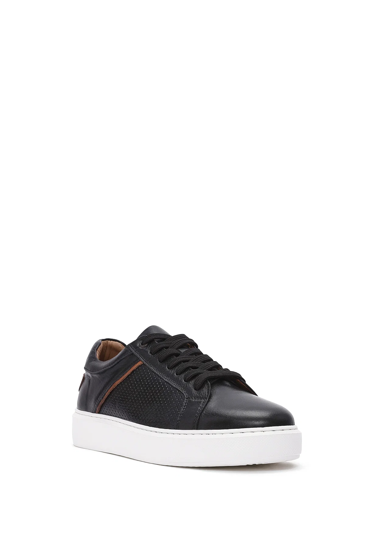 Erkek Siyah Bağcıklı Deri Sneaker - Image 6