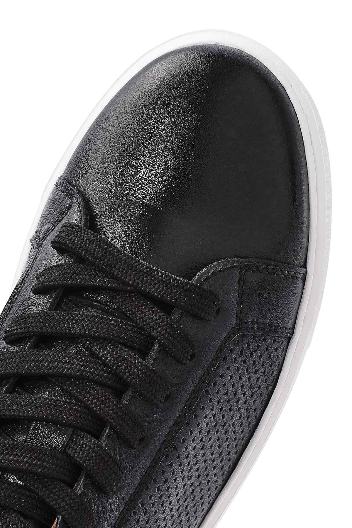 Erkek Siyah Bağcıklı Deri Sneaker - Image 8