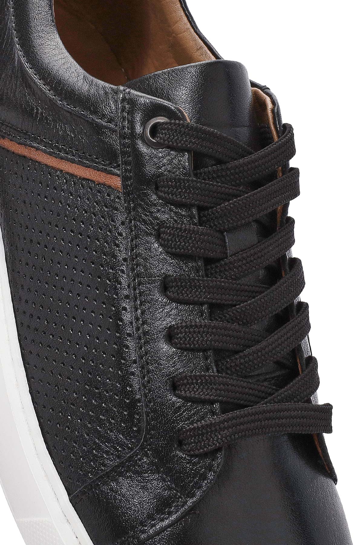 Erkek Siyah Bağcıklı Deri Sneaker - Image 9