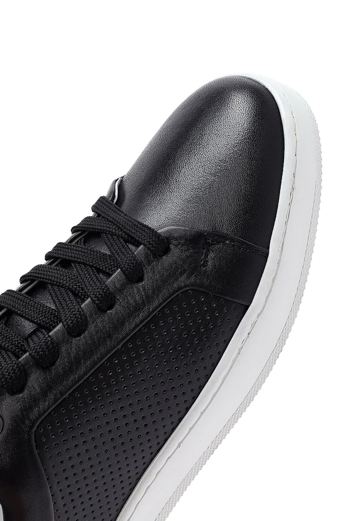 Erkek Siyah Bağcıklı Deri Sneaker - Image 10