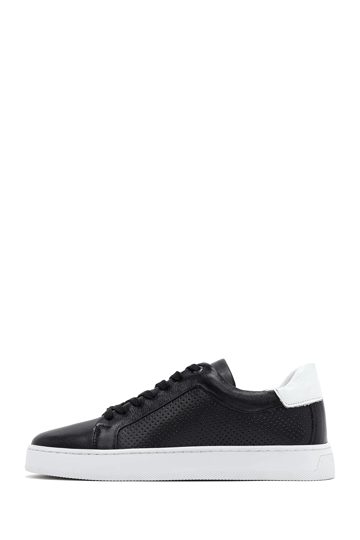 Erkek Siyah Bağcıklı Deri Sneaker - Image 2