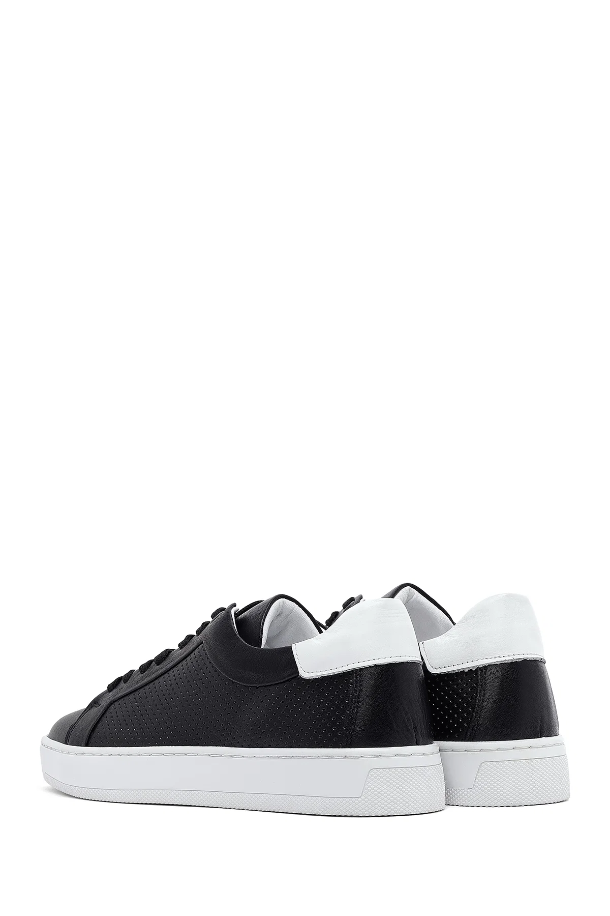 Erkek Siyah Bağcıklı Deri Sneaker - Image 5