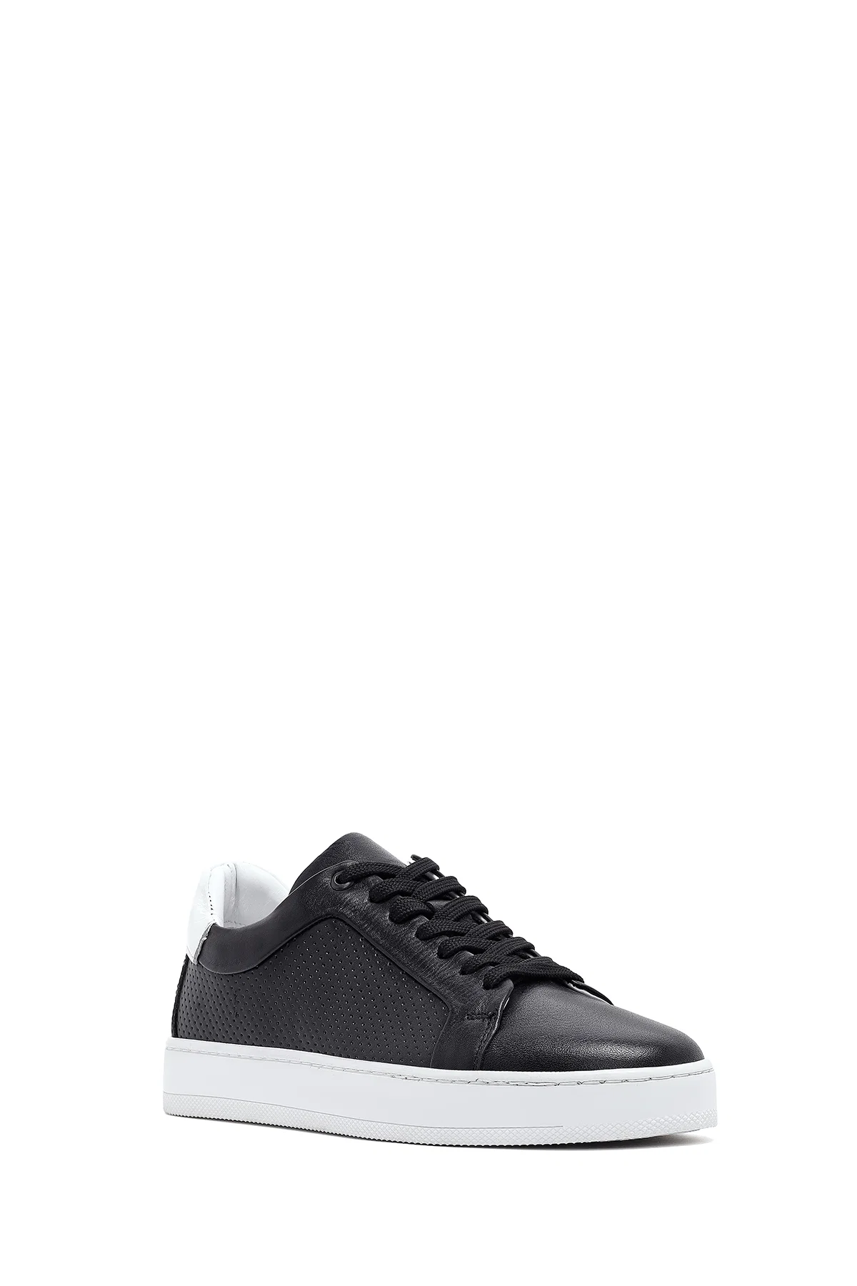 Erkek Siyah Bağcıklı Deri Sneaker - Image 6