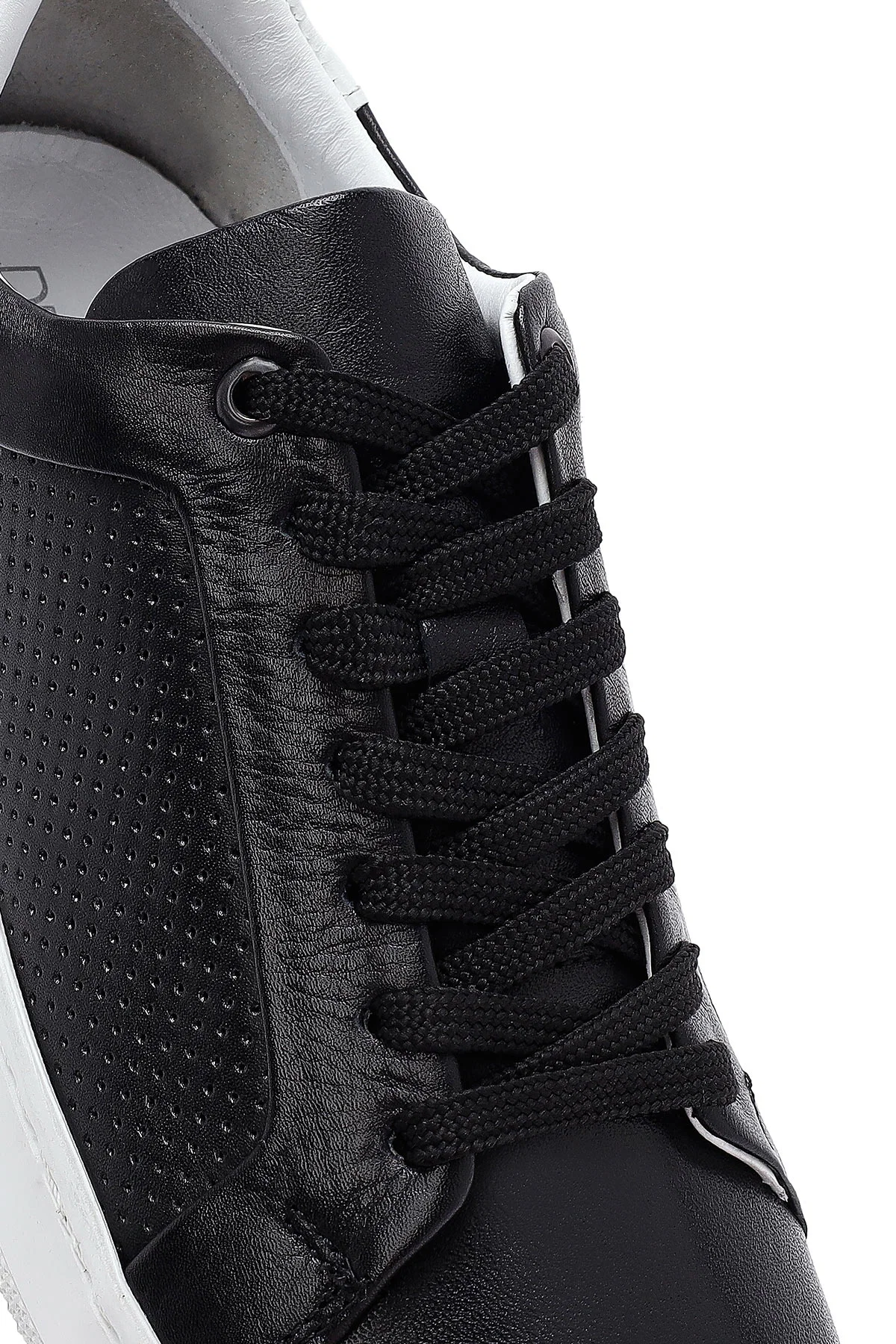 Erkek Siyah Bağcıklı Deri Sneaker - Image 9
