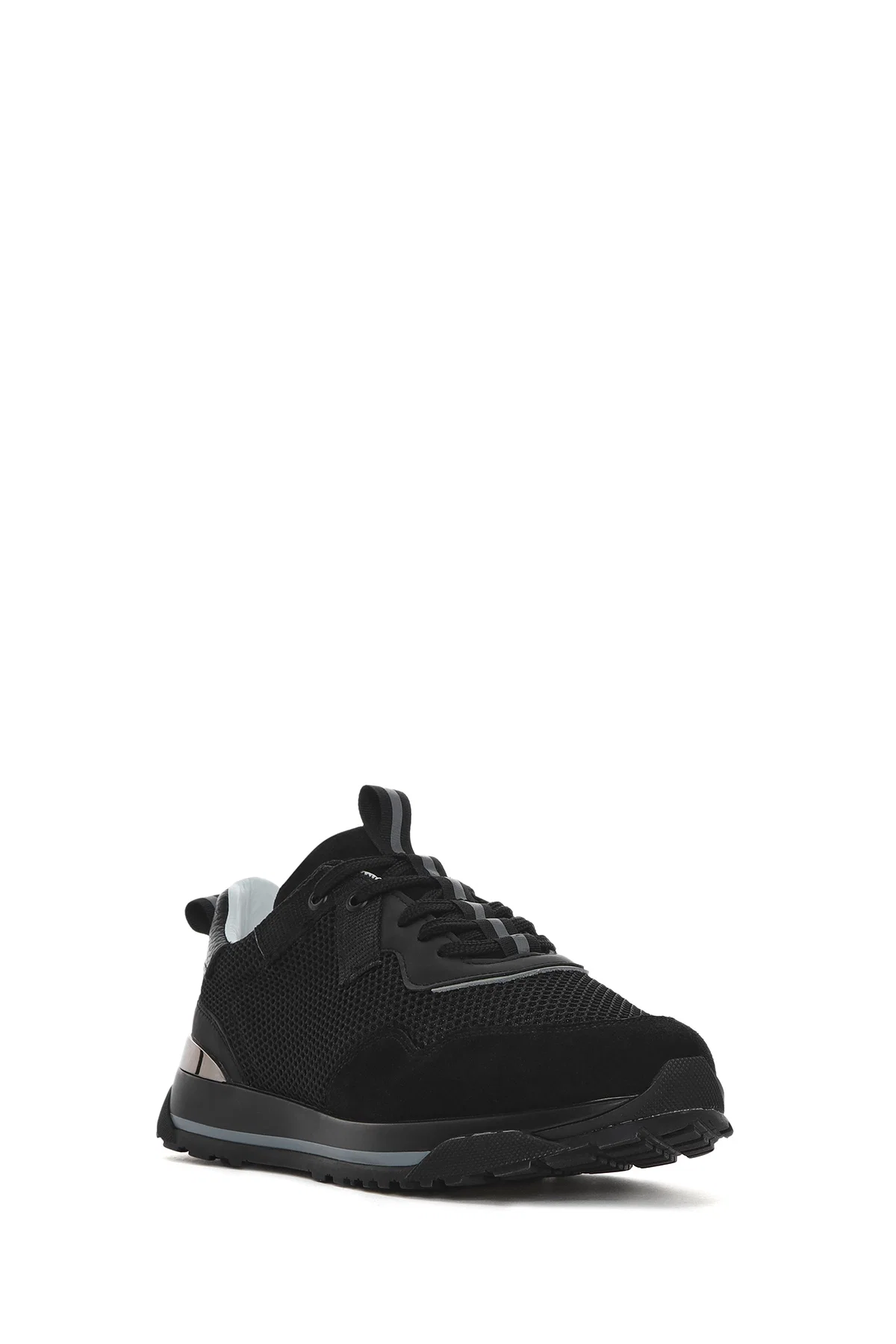 Erkek Siyah Bağcıklı Deri Sneaker - Image 6