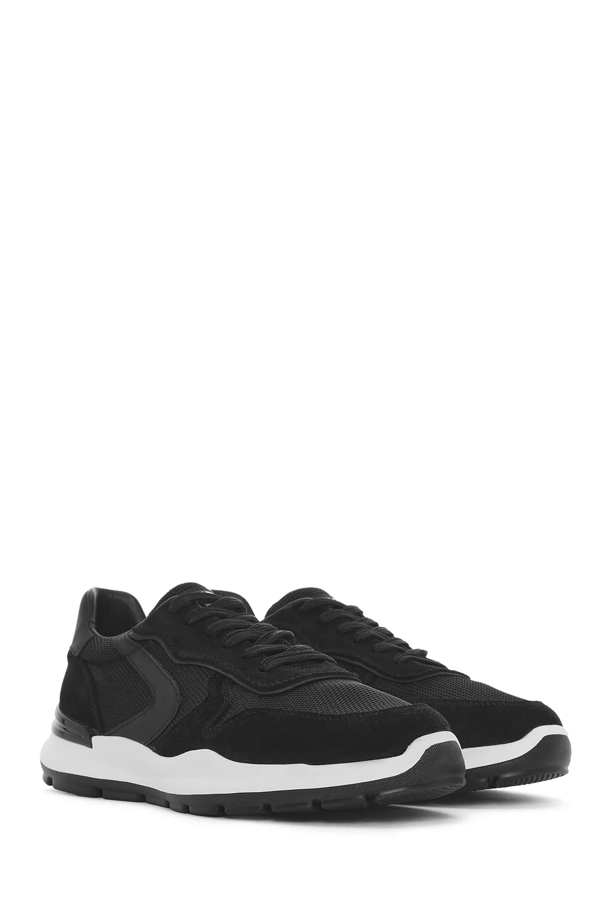 Erkek Siyah Bağcıklı Deri Sneaker - Image 3