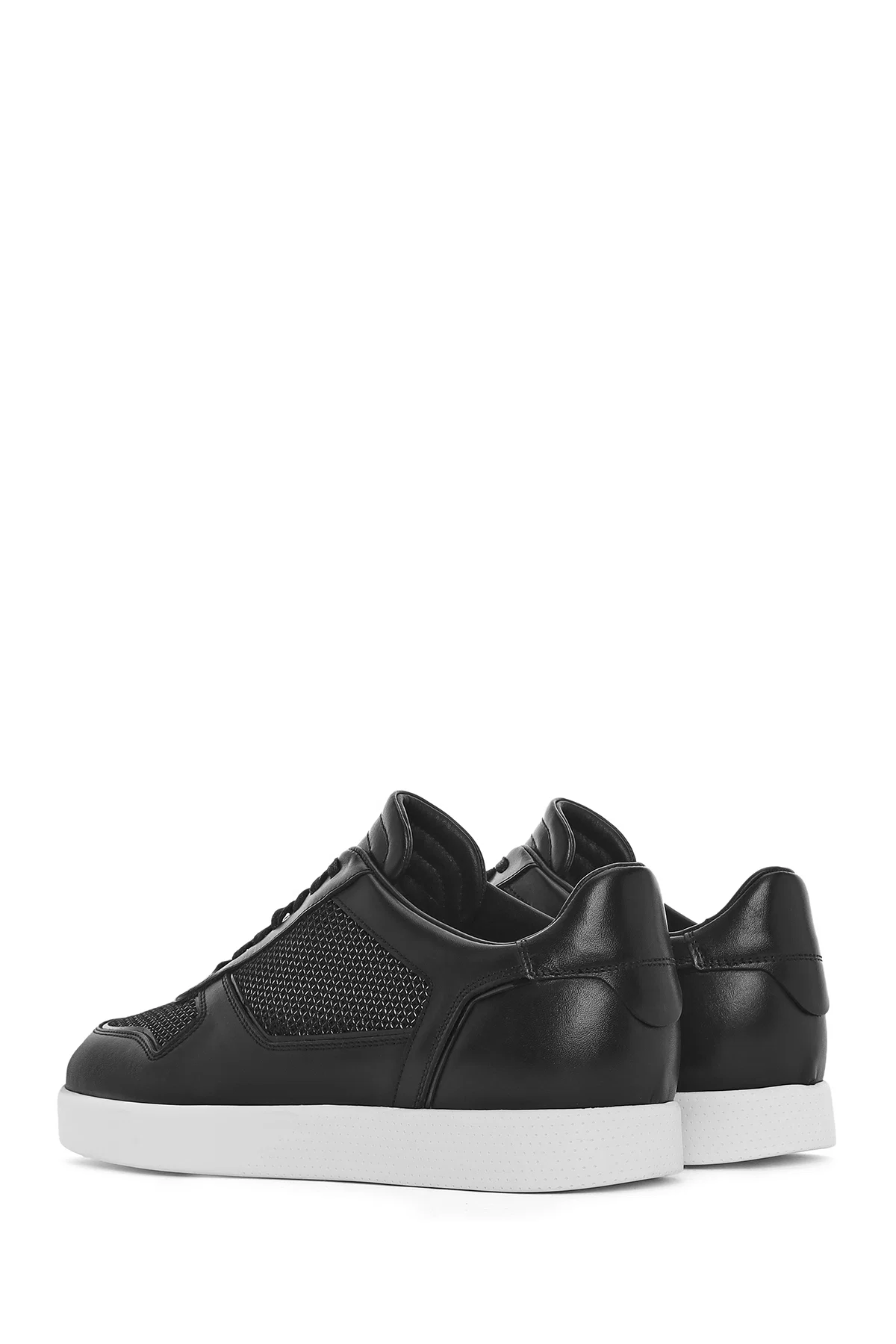 Erkek Siyah Bağcıklı Deri Sneaker - Image 5