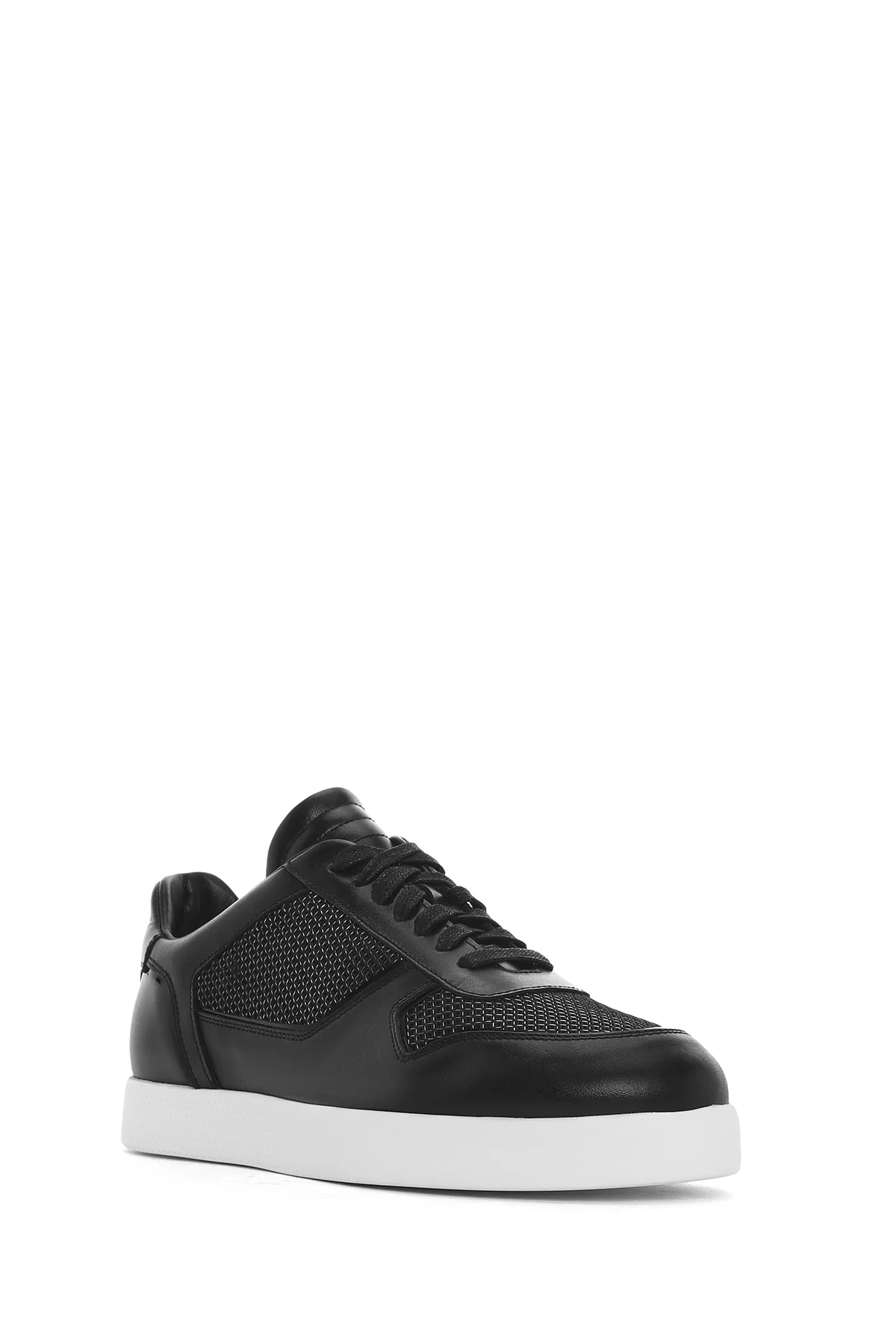 Erkek Siyah Bağcıklı Deri Sneaker - Image 6