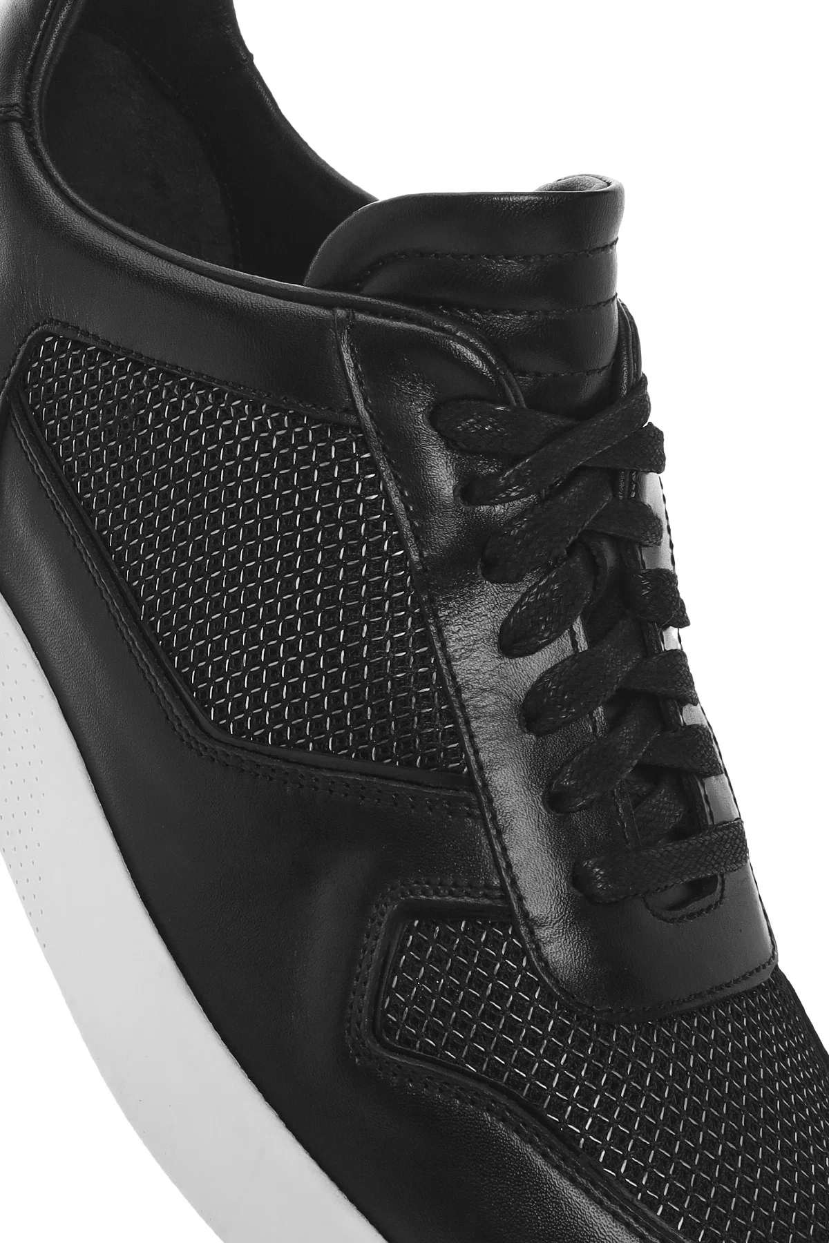Erkek Siyah Bağcıklı Deri Sneaker - Image 9