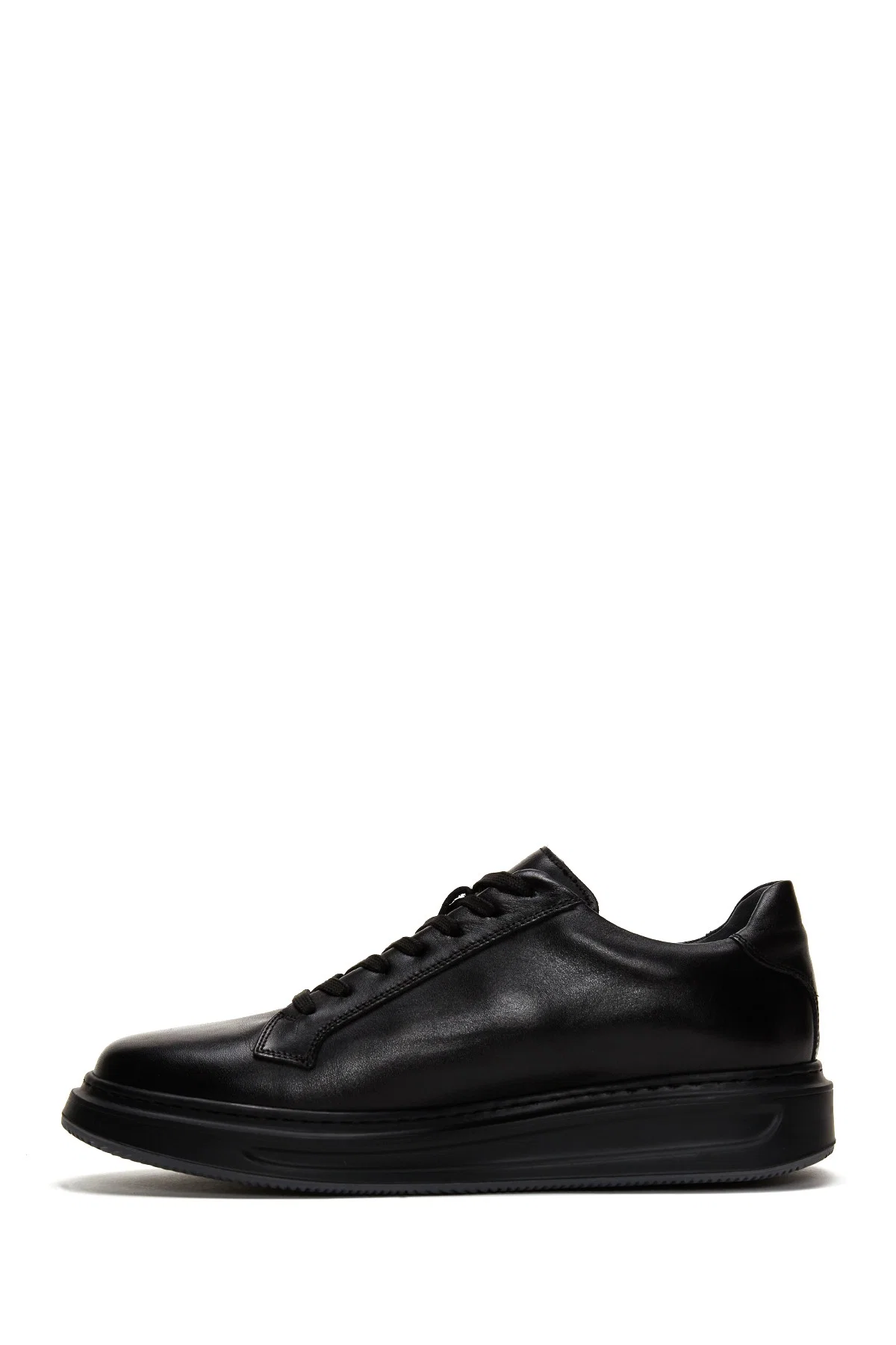 Erkek Siyah Bağcıklı Deri Sneaker - Image 2