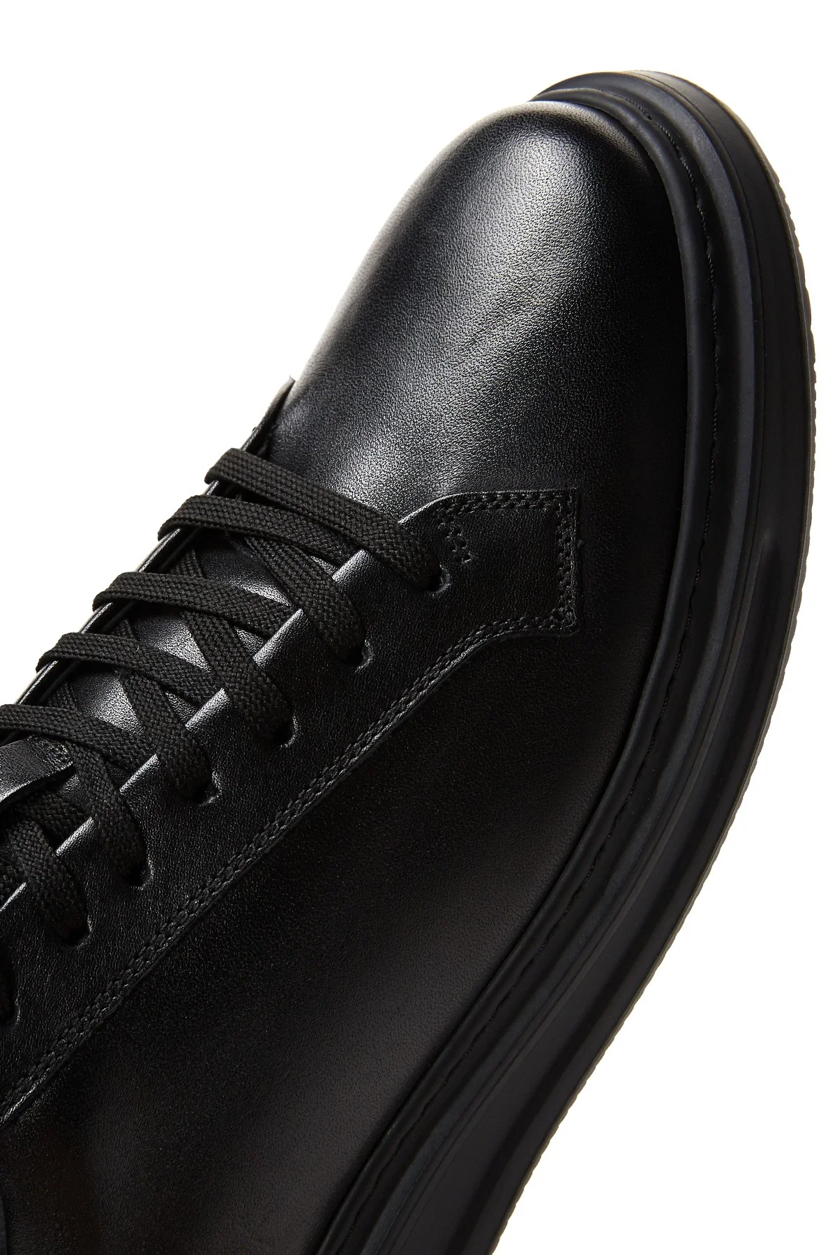 Erkek Siyah Bağcıklı Deri Sneaker - Image 8
