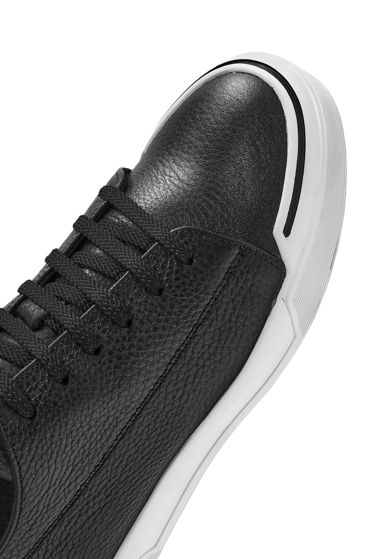 Erkek Siyah Bağcıklı Deri Sneaker - Image 10