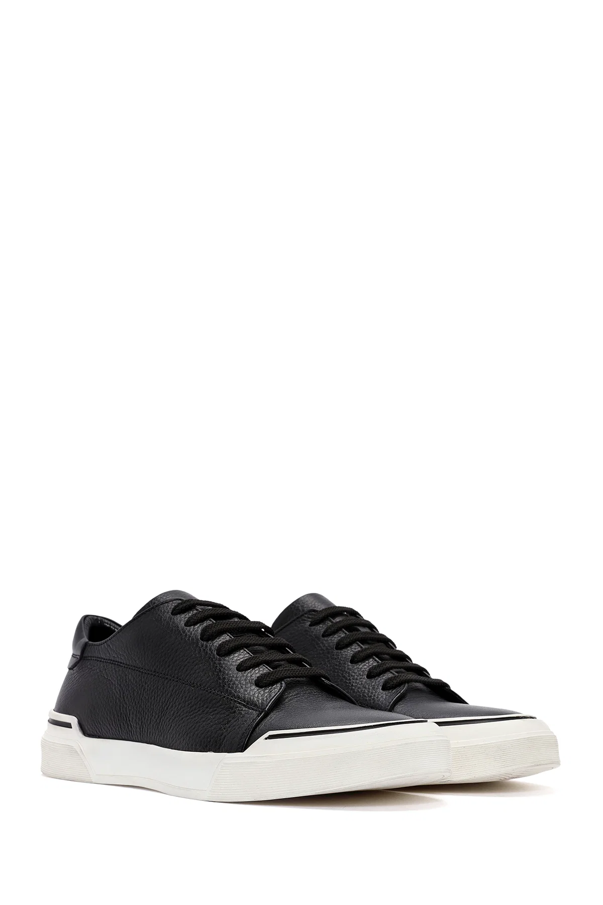 Erkek Siyah Bağcıklı Deri Sneaker - Image 3