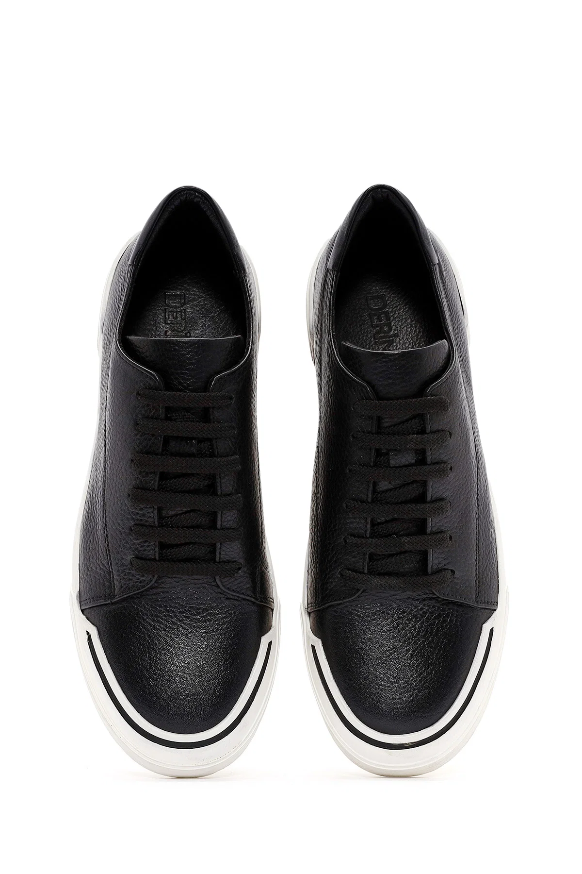 Erkek Siyah Bağcıklı Deri Sneaker - Image 7
