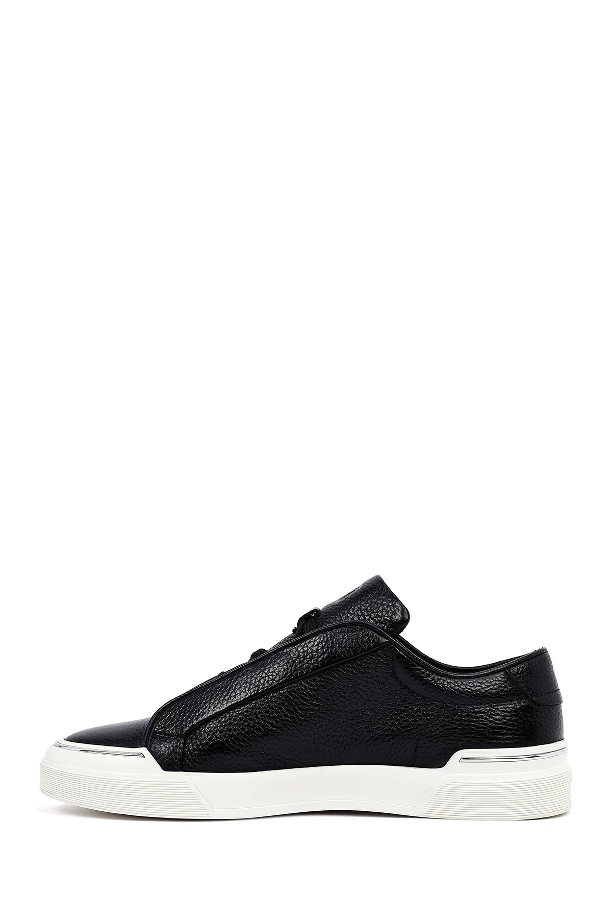 Erkek Siyah Bağcıklı Deri Sneaker - Image 2