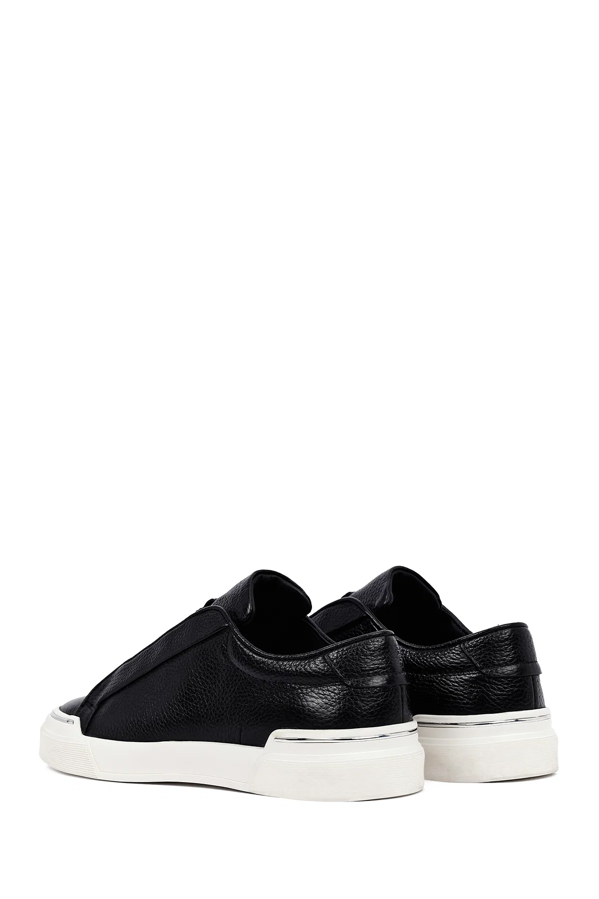 Erkek Siyah Bağcıklı Deri Sneaker - Image 5