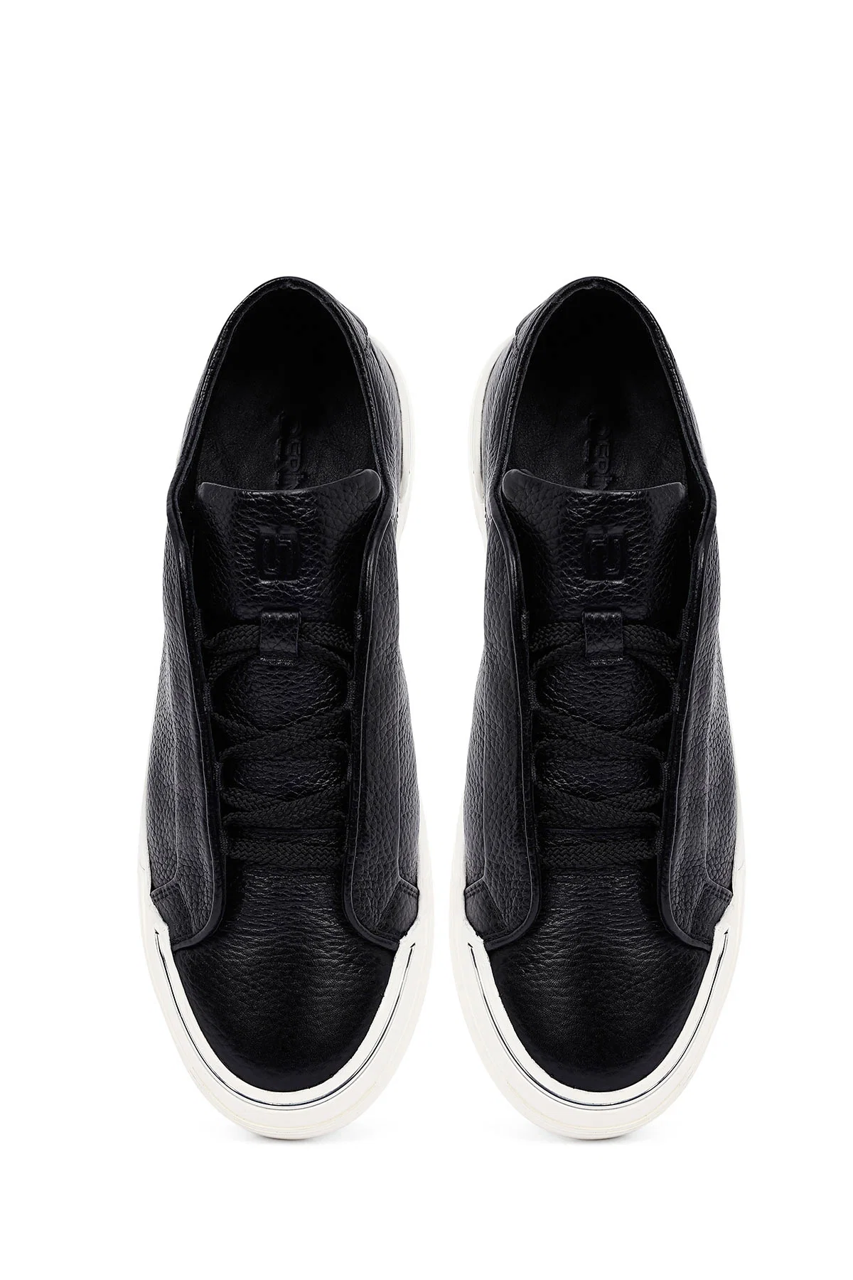 Erkek Siyah Bağcıklı Deri Sneaker - Image 7