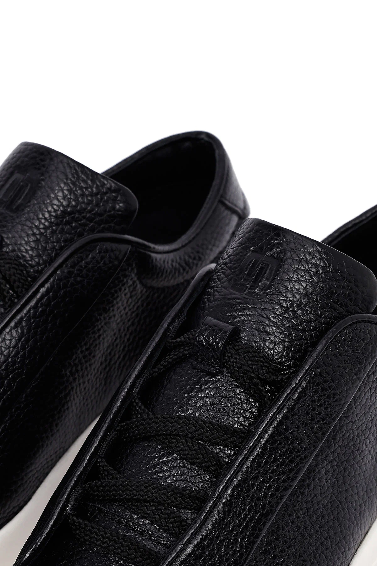 Erkek Siyah Bağcıklı Deri Sneaker - Image 8