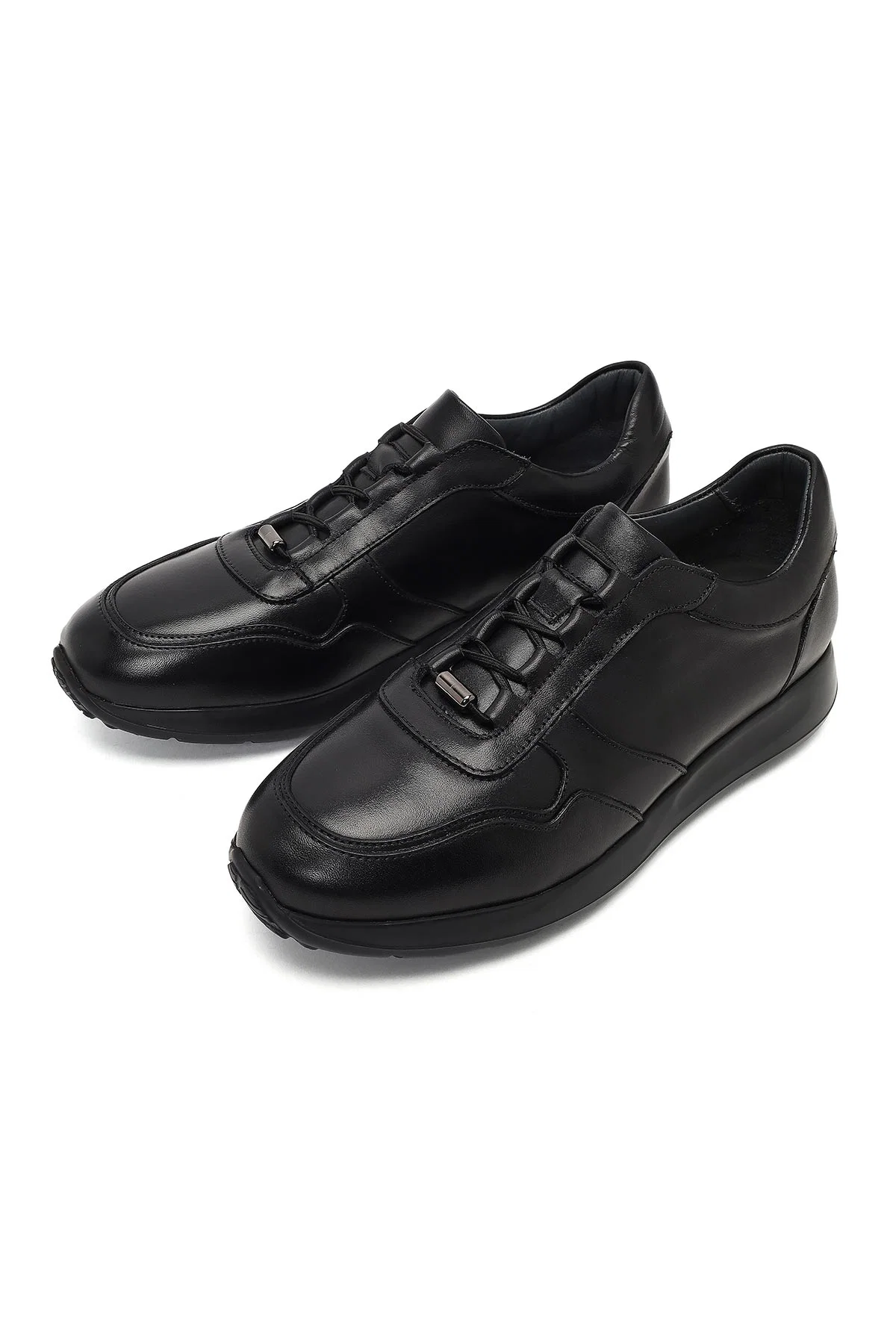 Erkek Siyah Bağcıklı Deri Sneaker - Image 10