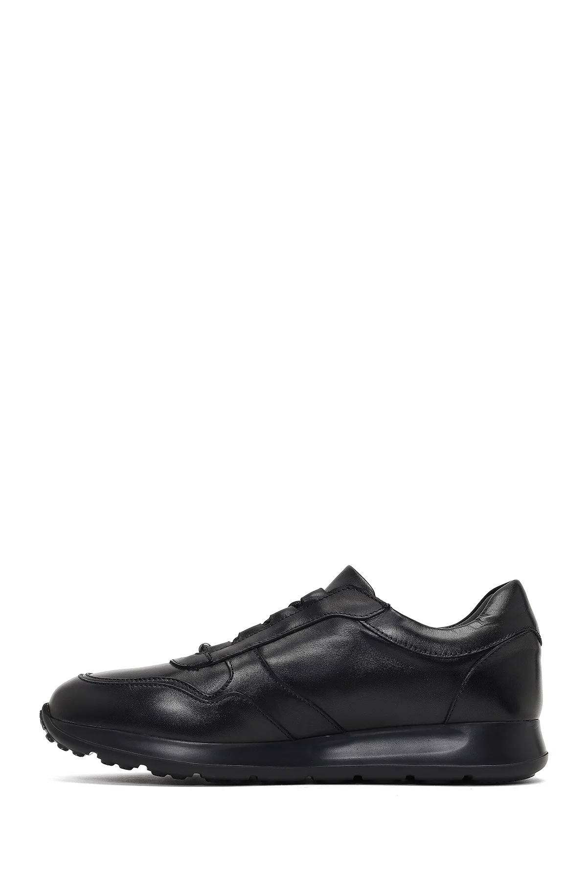 Erkek Siyah Bağcıklı Deri Sneaker - Image 2