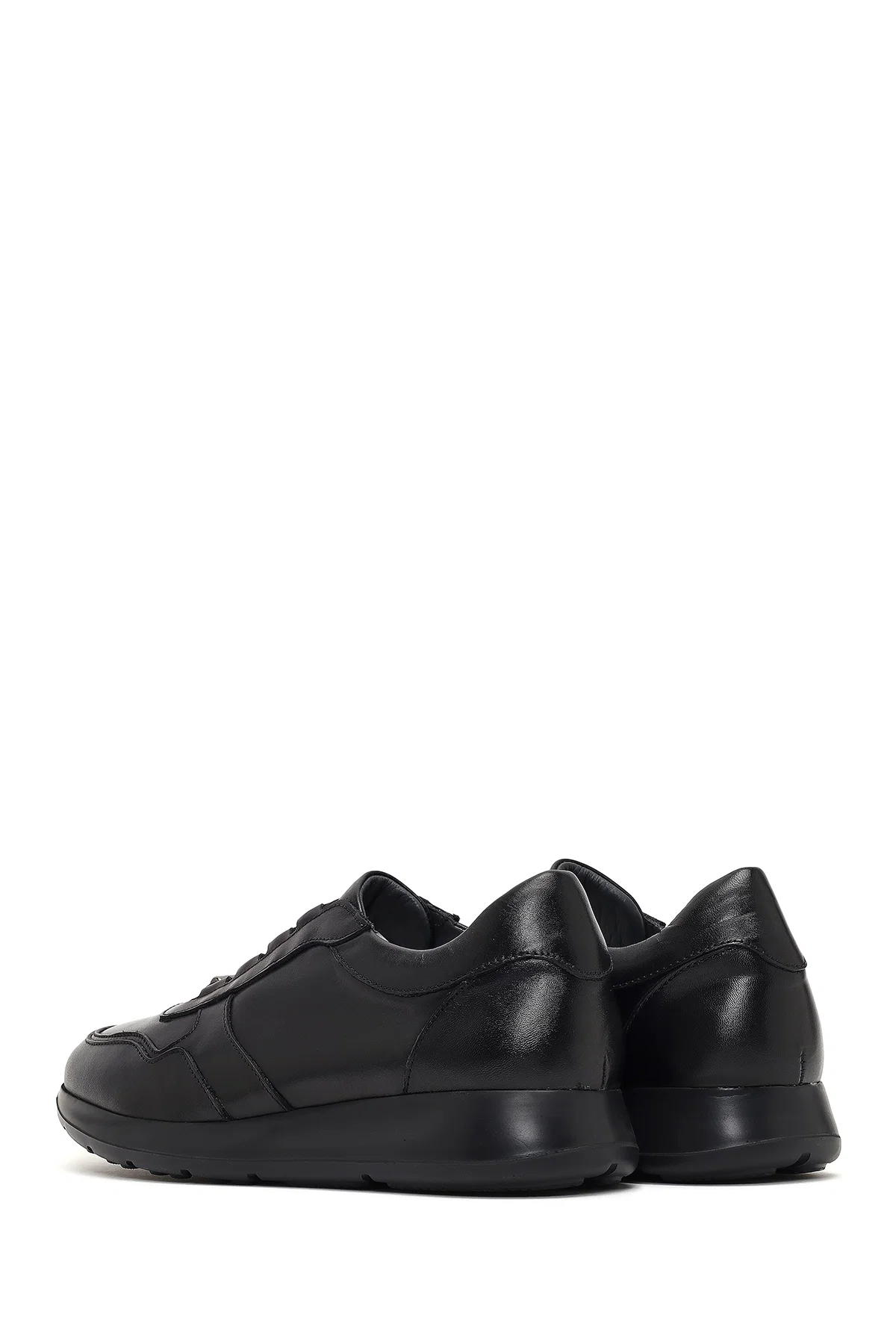 Erkek Siyah Bağcıklı Deri Sneaker - Image 5