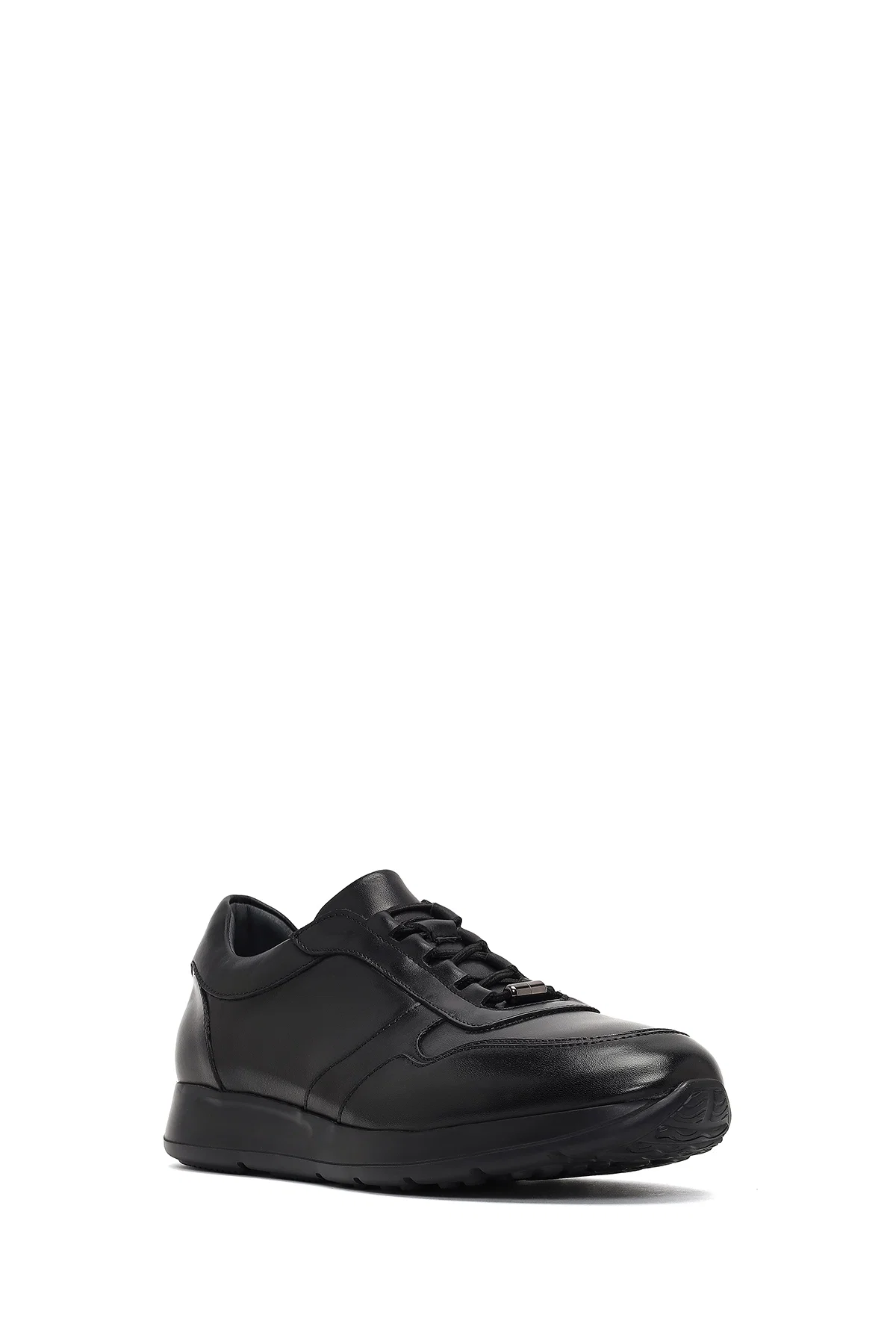 Erkek Siyah Bağcıklı Deri Sneaker - Image 6