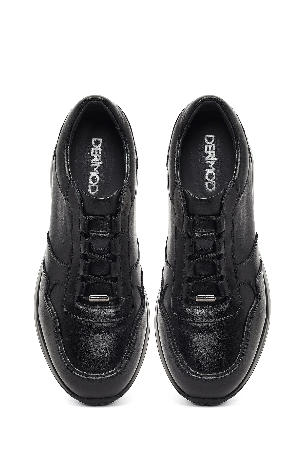 Erkek Siyah Bağcıklı Deri Sneaker - Image 7
