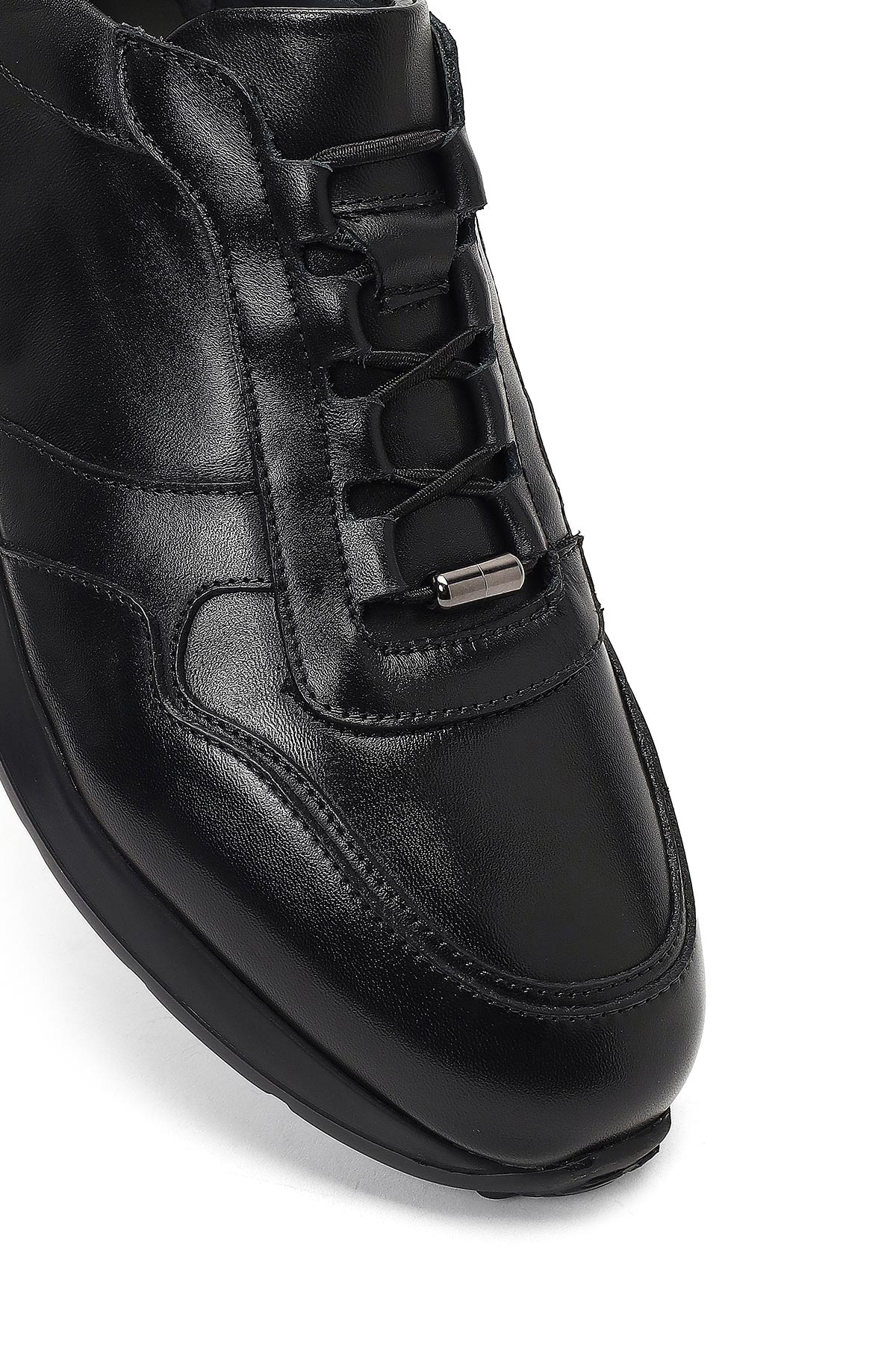 Erkek Siyah Bağcıklı Deri Sneaker - Image 9