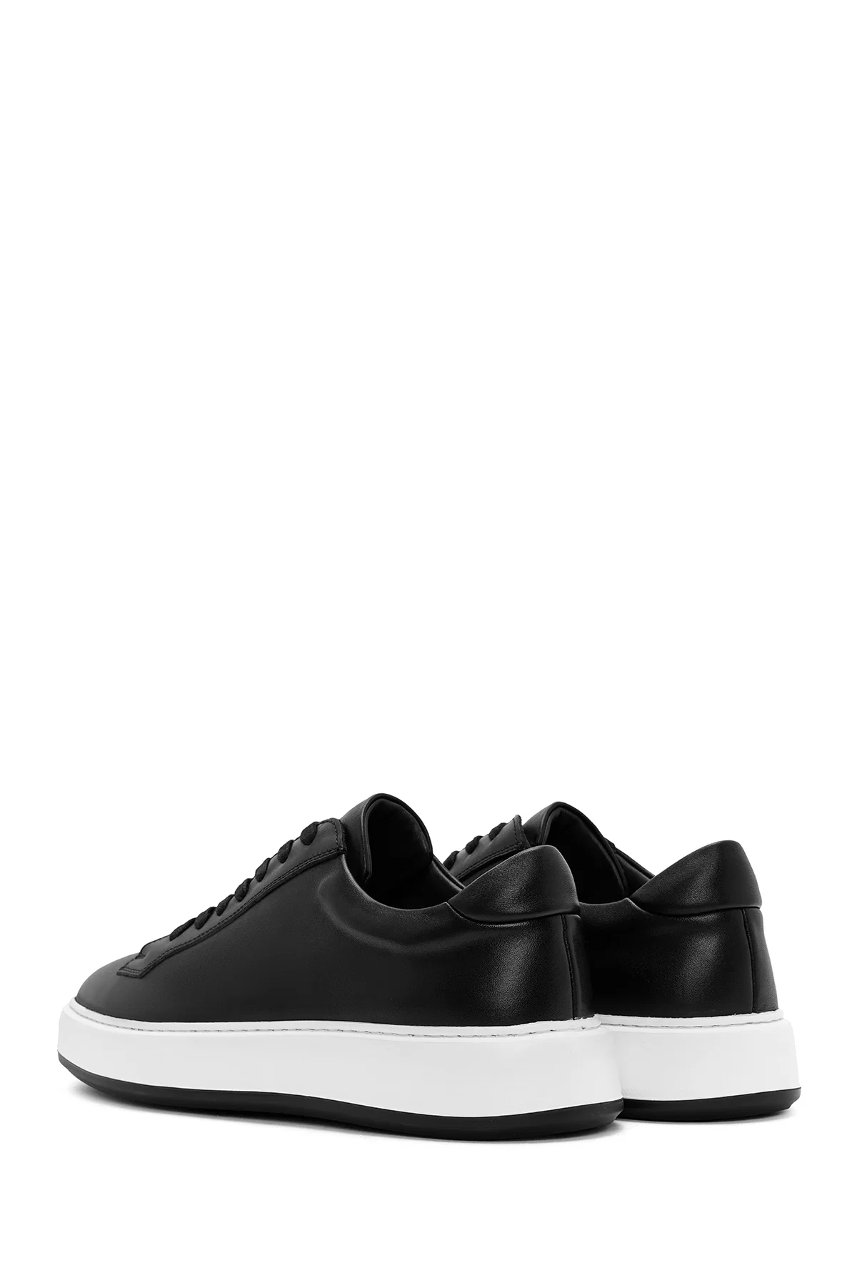 Erkek Siyah Bağcıklı Deri Sneaker - Image 5