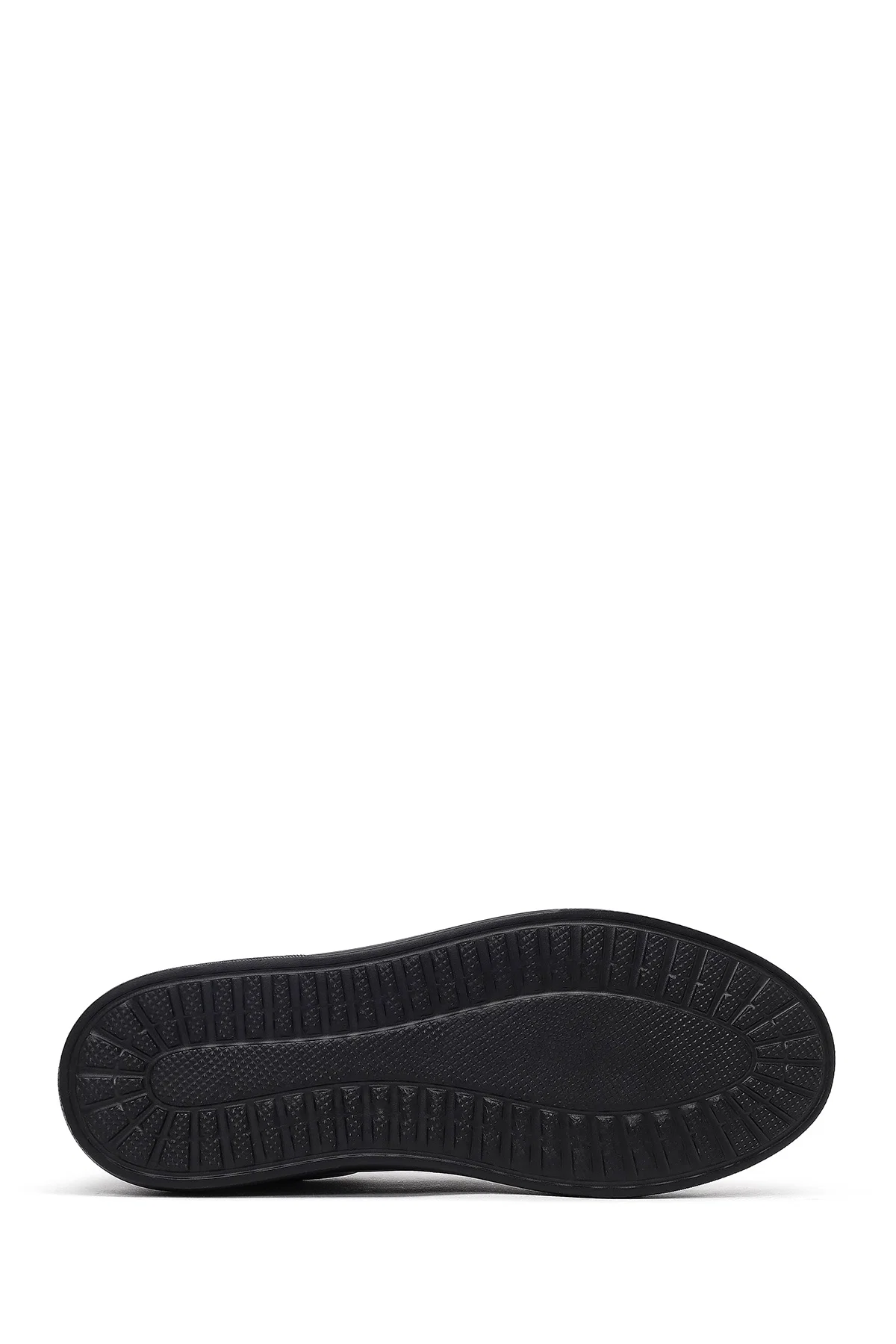 Erkek Siyah Bağcıklı Kalın Tabanlı Deri Sneaker - Image 4