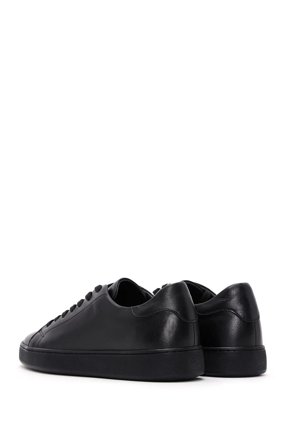 Erkek Siyah Bağcıklı Deri Sneaker - Image 5