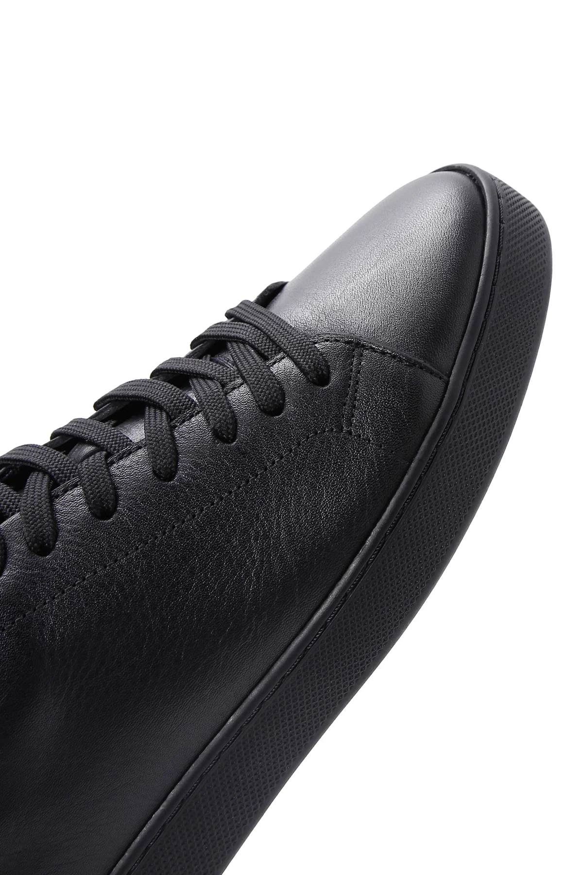 Erkek Siyah Bağcıklı Deri Sneaker - Image 8