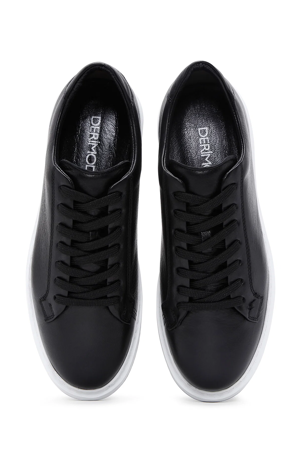 Erkek Siyah Bağcıklı Deri Sneaker - Image 6