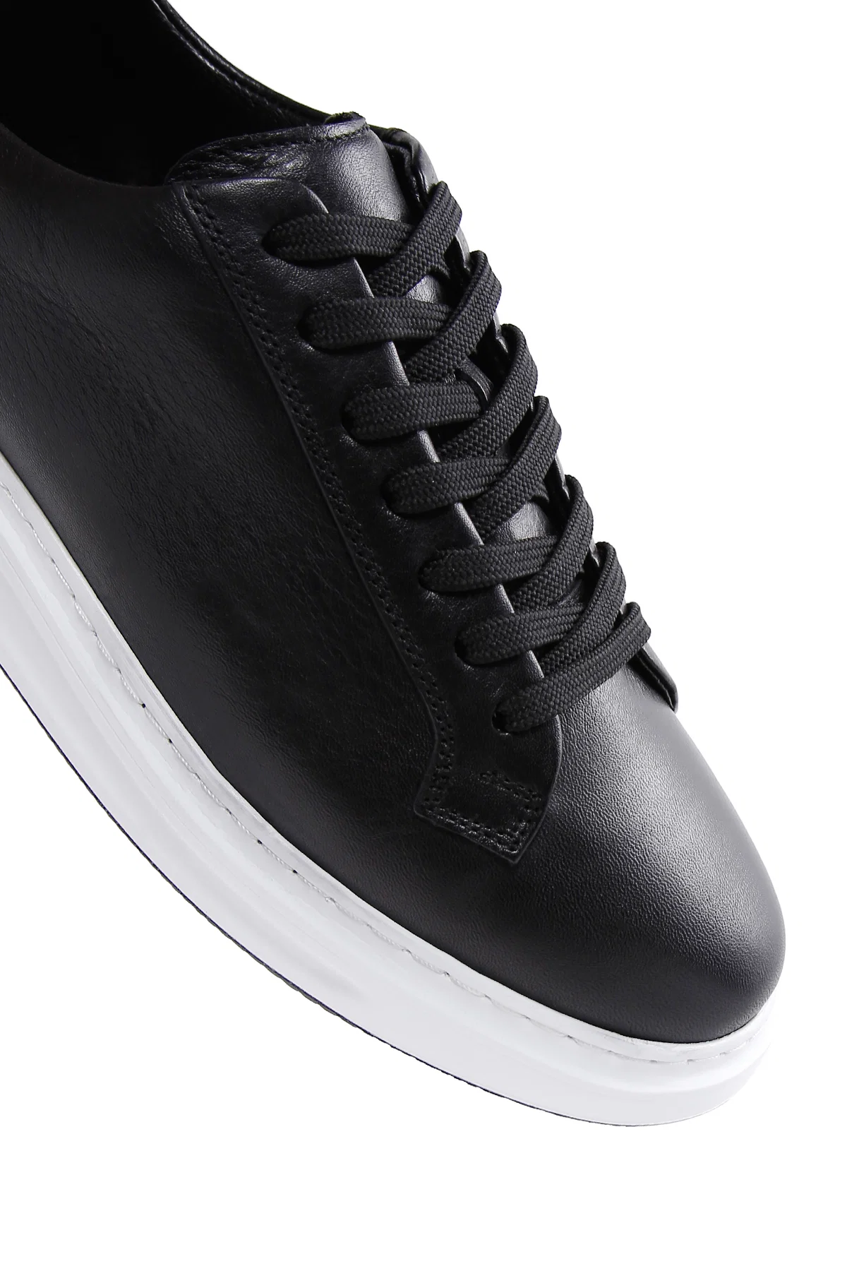 Erkek Siyah Bağcıklı Deri Sneaker - Image 8