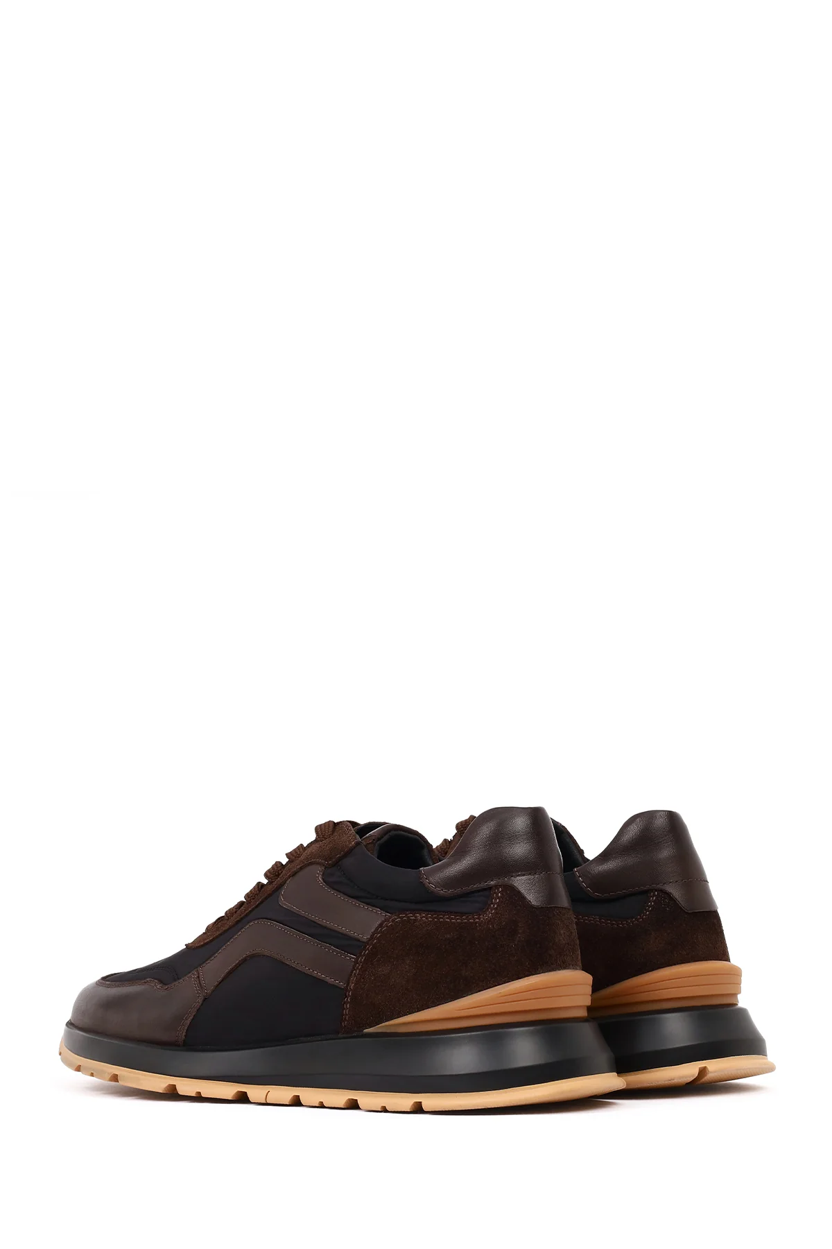 Erkek Siyah Bağcıklı Deri Sneaker - Image 5