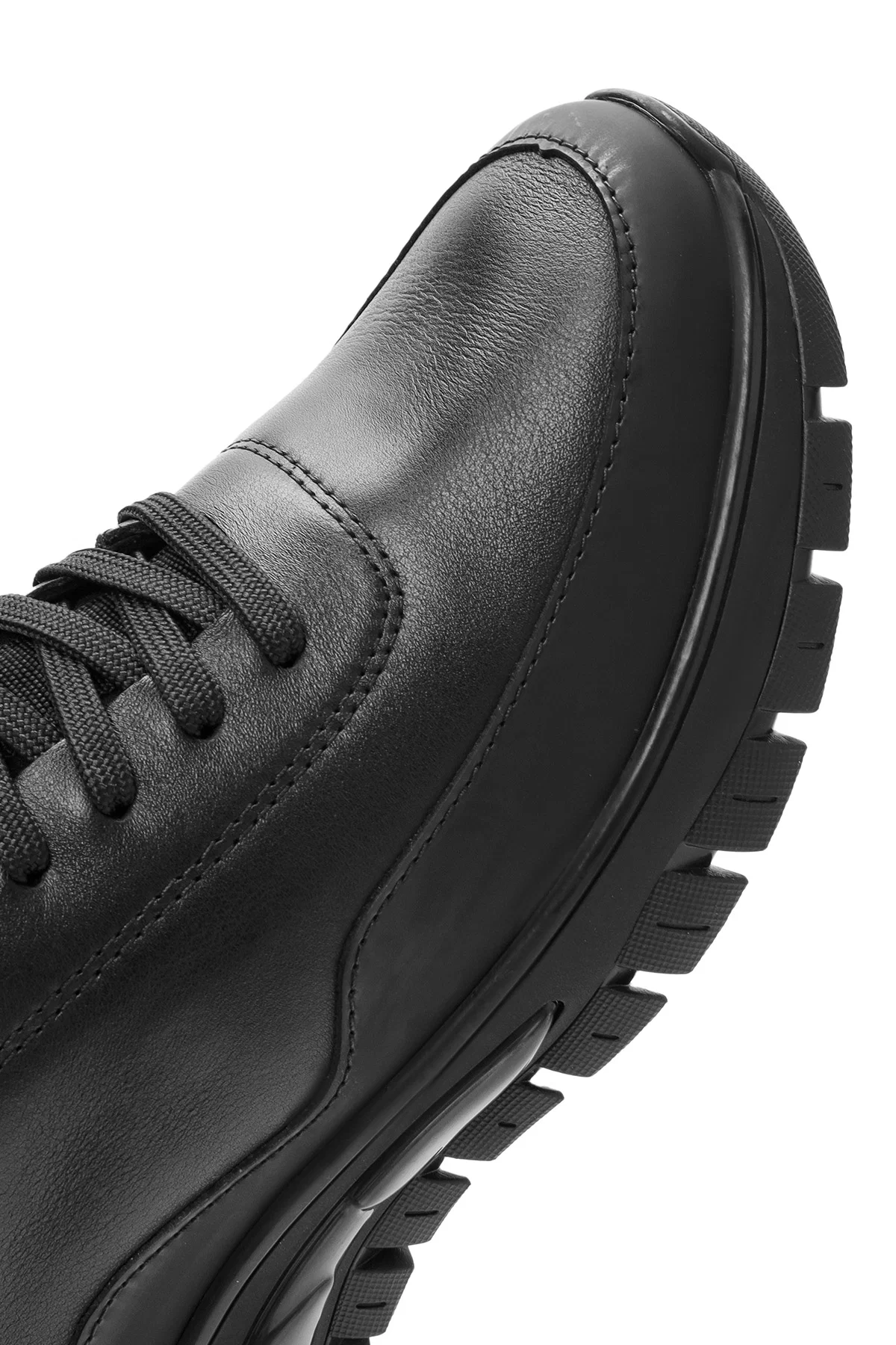 Erkek Siyah Bağcıklı Deri Sneaker - Image 10